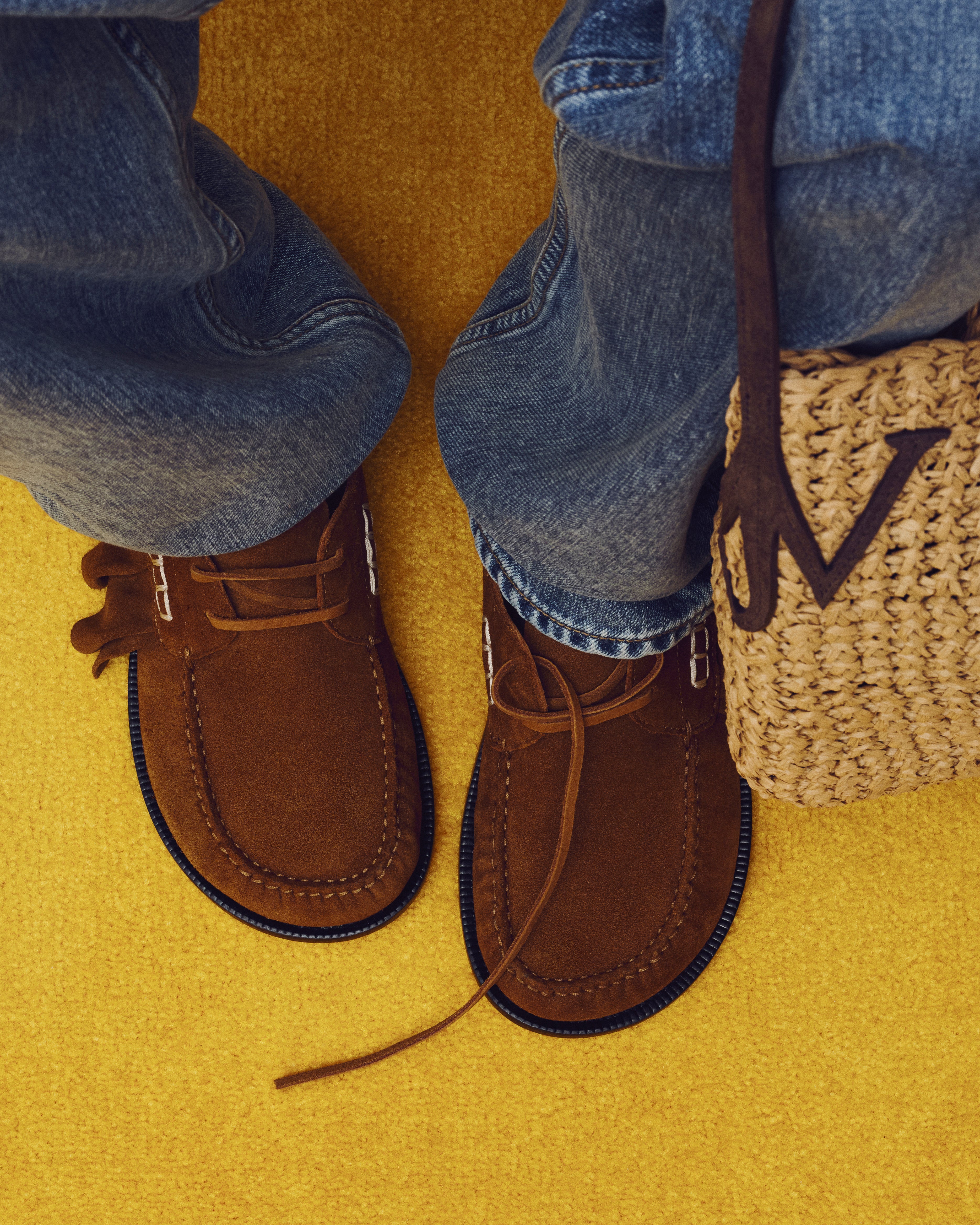 J.W.Anderson Ruffle Boat Shoes Loafers Caramel Wildleder