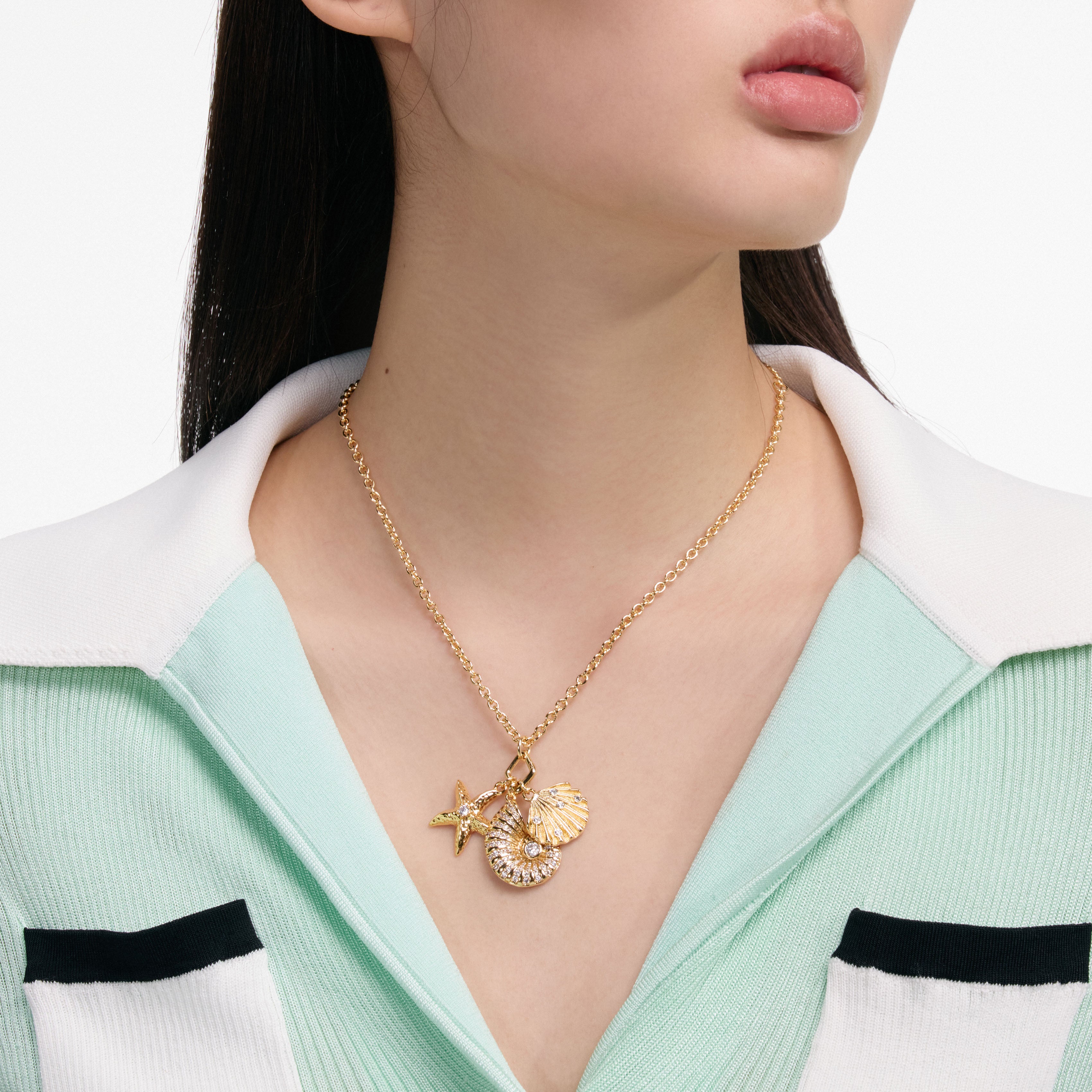 Self Portrait Jewellery Gold Multi Charm Kette Gold 41cm
