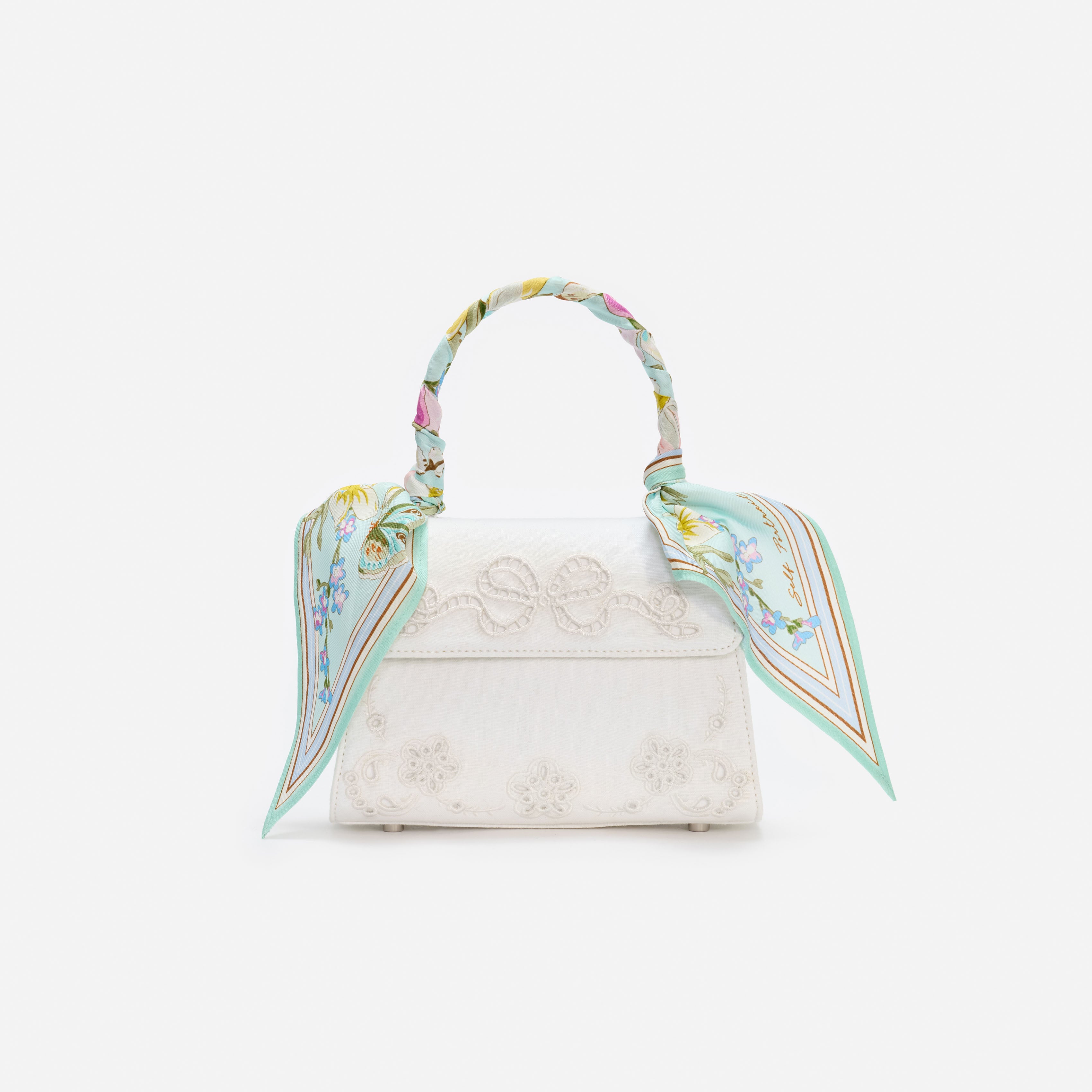 Self Portrait Mint Floral Mini Bag Leinen Creme One Size