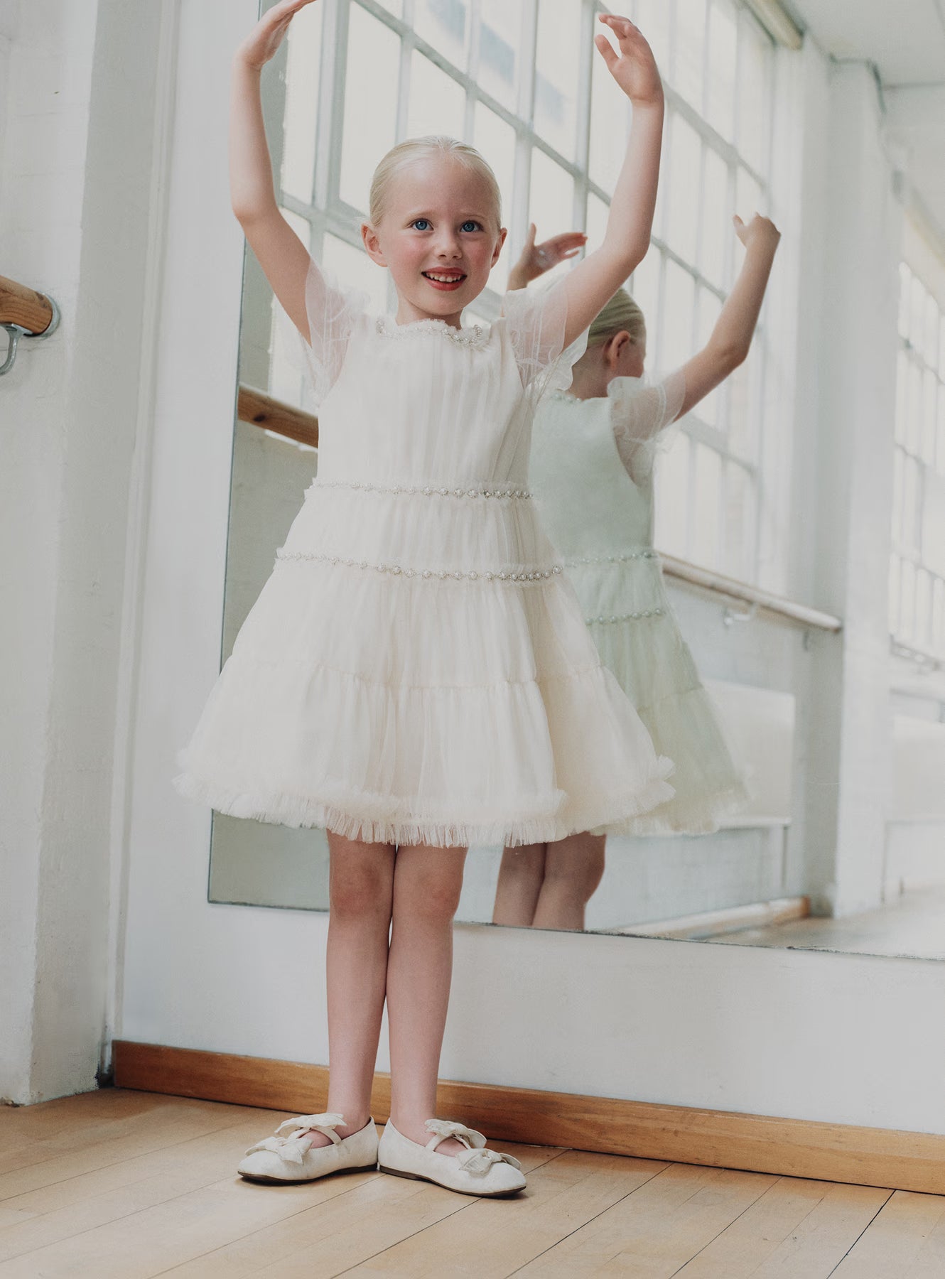 Self Portrait Dresses Cream Tulle Kinderkleid Creme 5-6 Tüll
