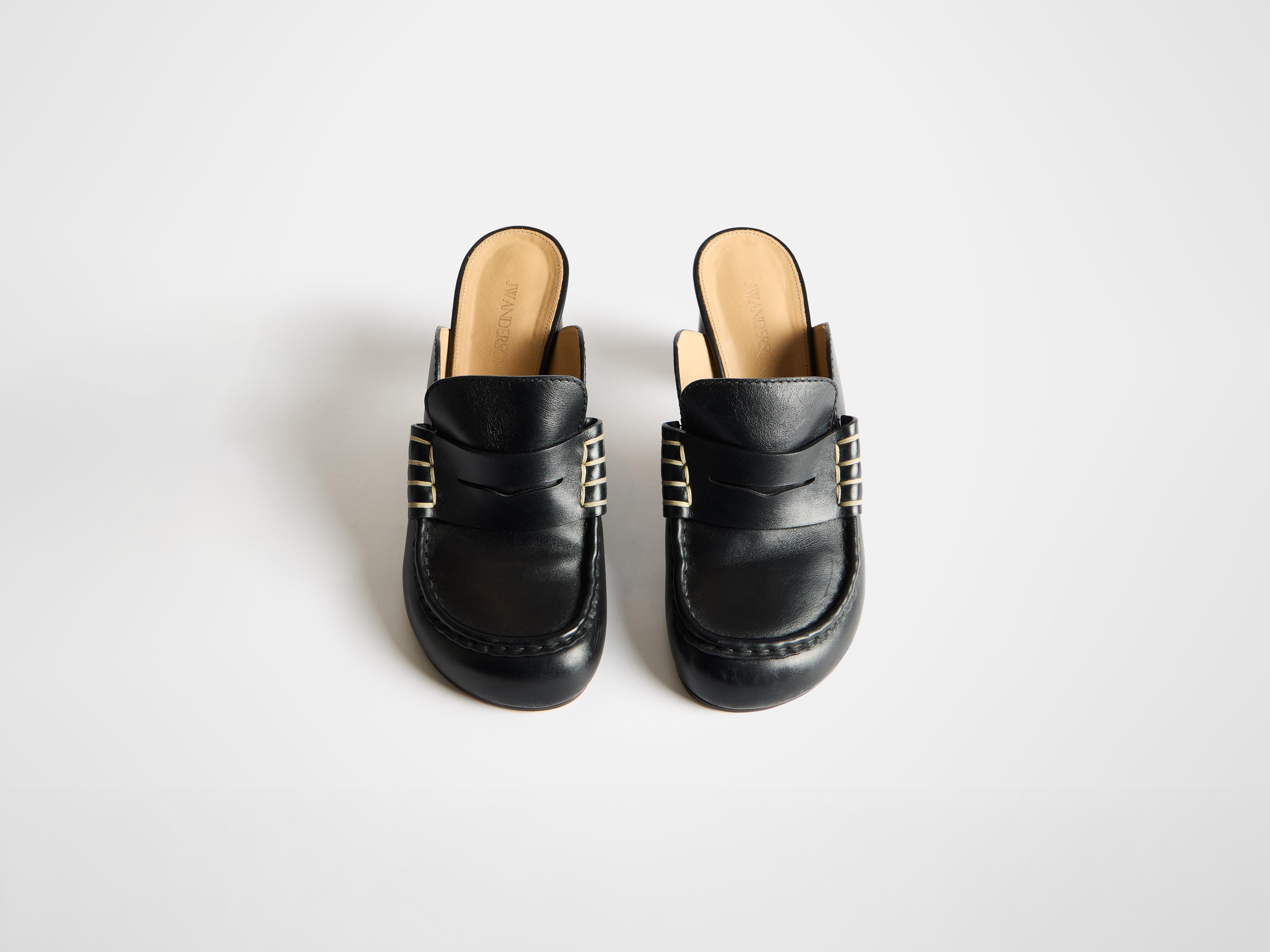 J.W.Anderson Shoes Heeled Loafer Mule Schwarz Nappa-Leder
