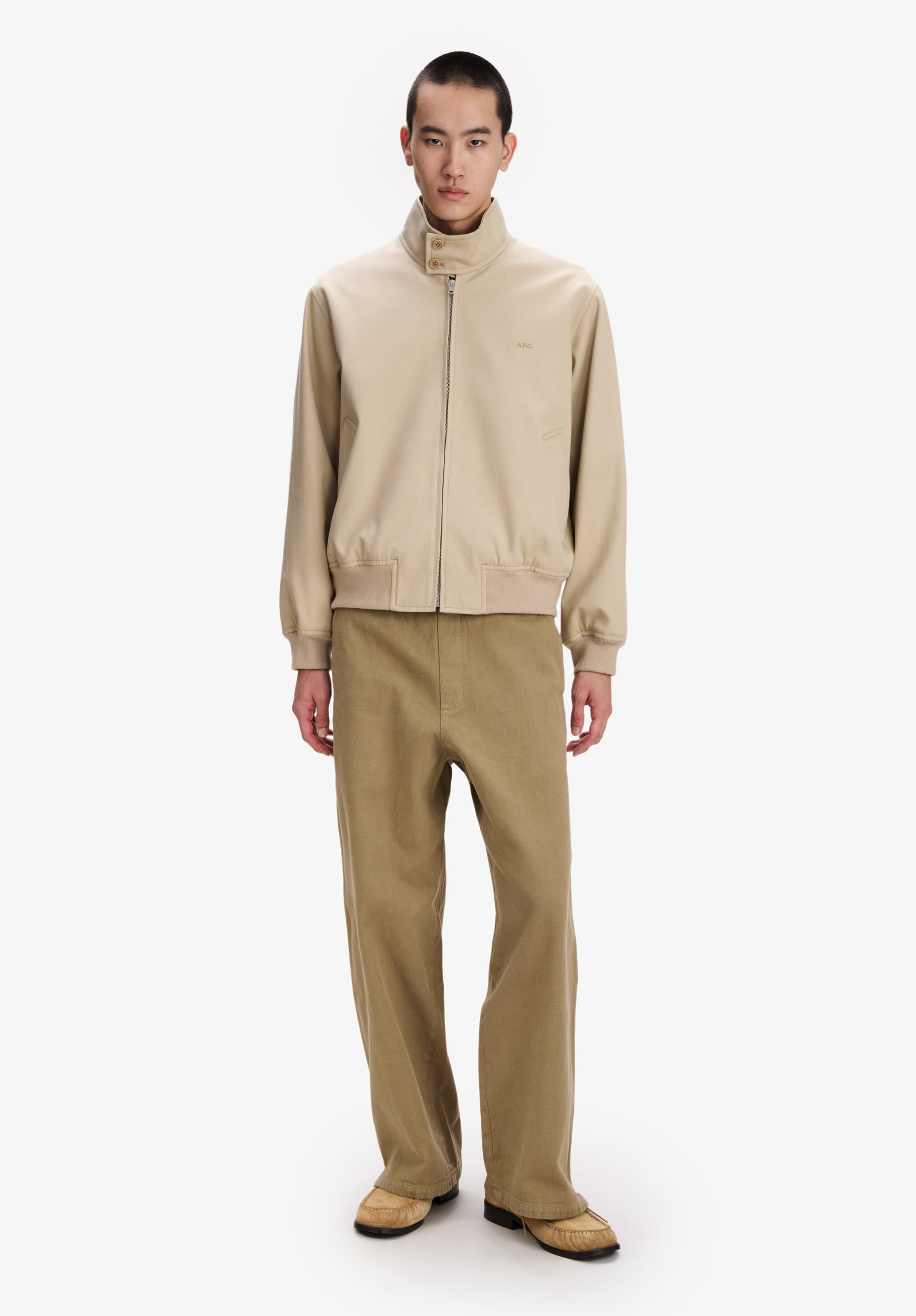 A.P.C. Reißverschluss Jacke Bio-Baumwolle Stehkragen