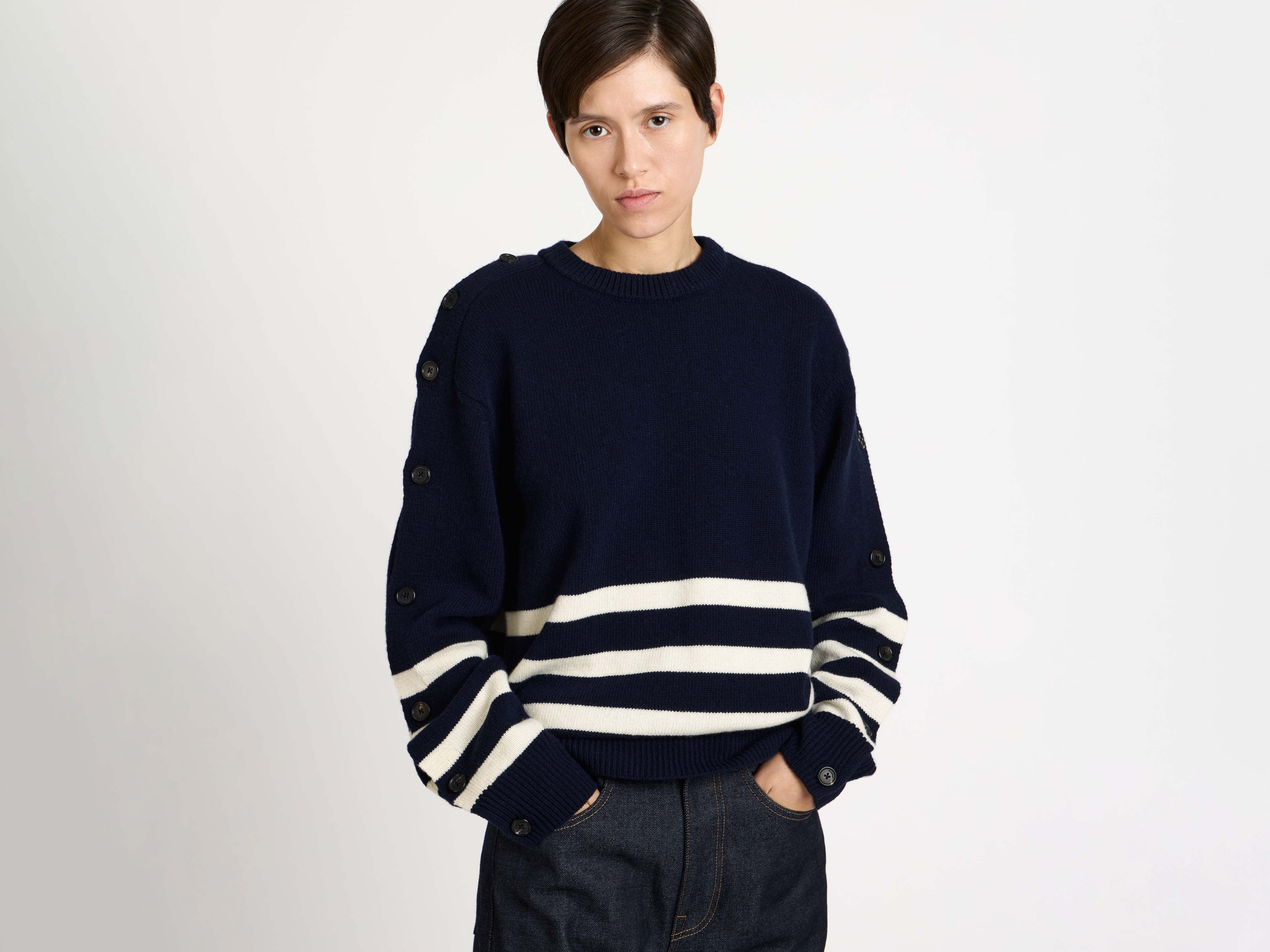 J.W.Anderson Knitwear Breton Jumper Strickpullover Navy Damen