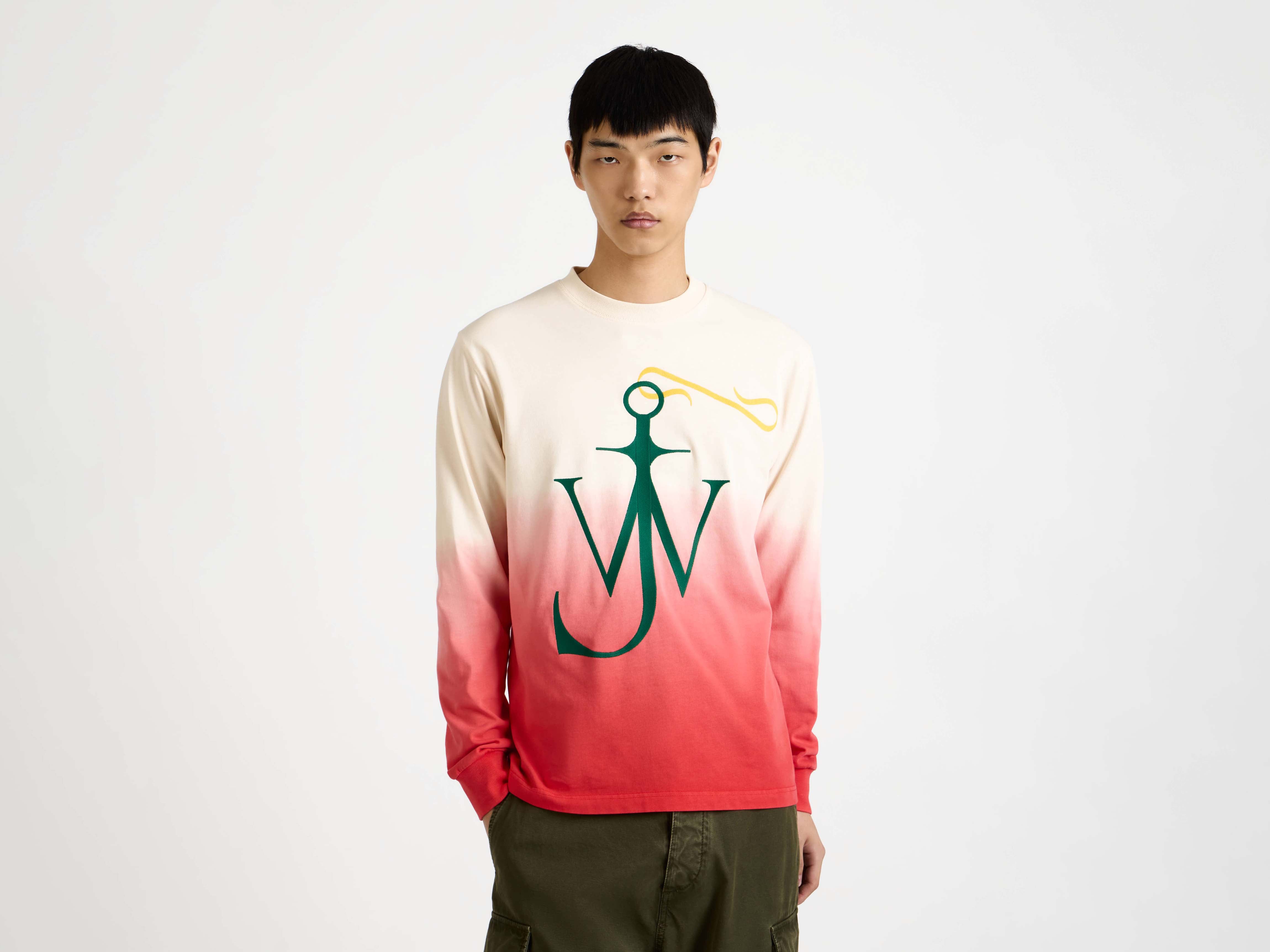 J.W.Anderson Dip Dye Anchor Longsleeve Off-White/Red Herren