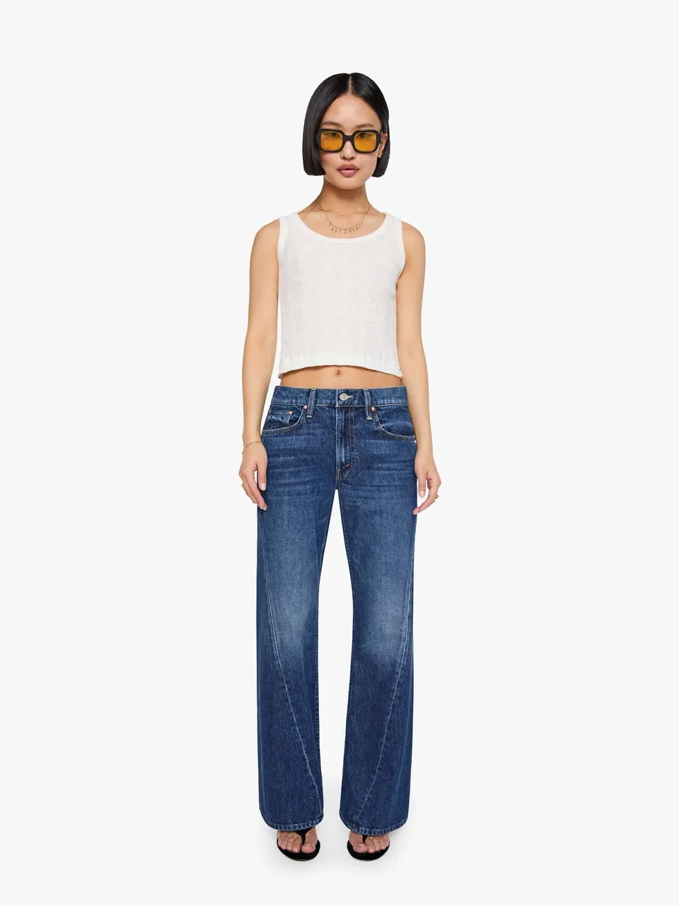 Mother Lil Bookie Twist Sneak Jeans Dunkelblau Bootcut