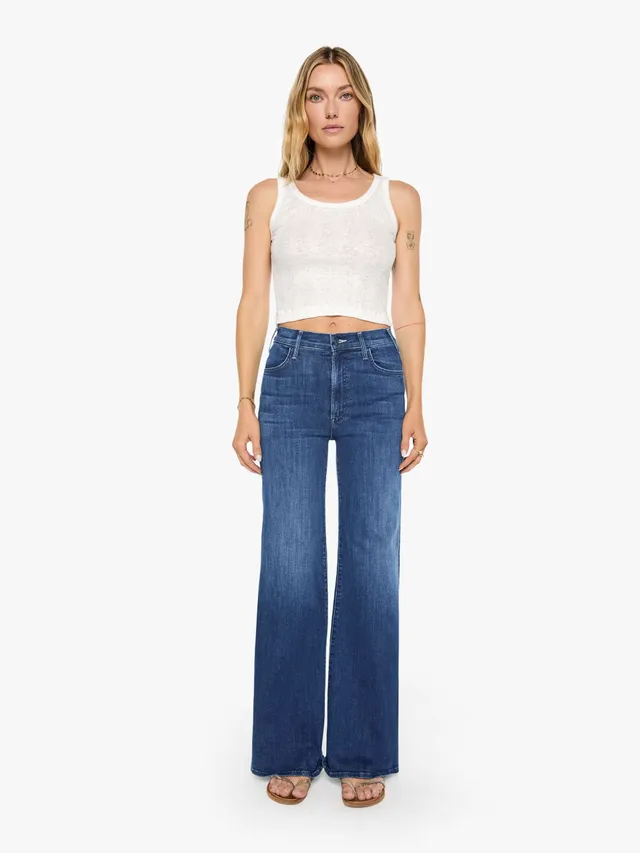 Mother Hustler Roller Sneak Jeans Dunkelblau Stretch
