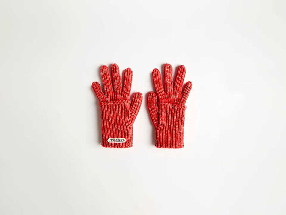 J.W.Anderson Mouline Handschuhe Neonorange Strick Daumenloch