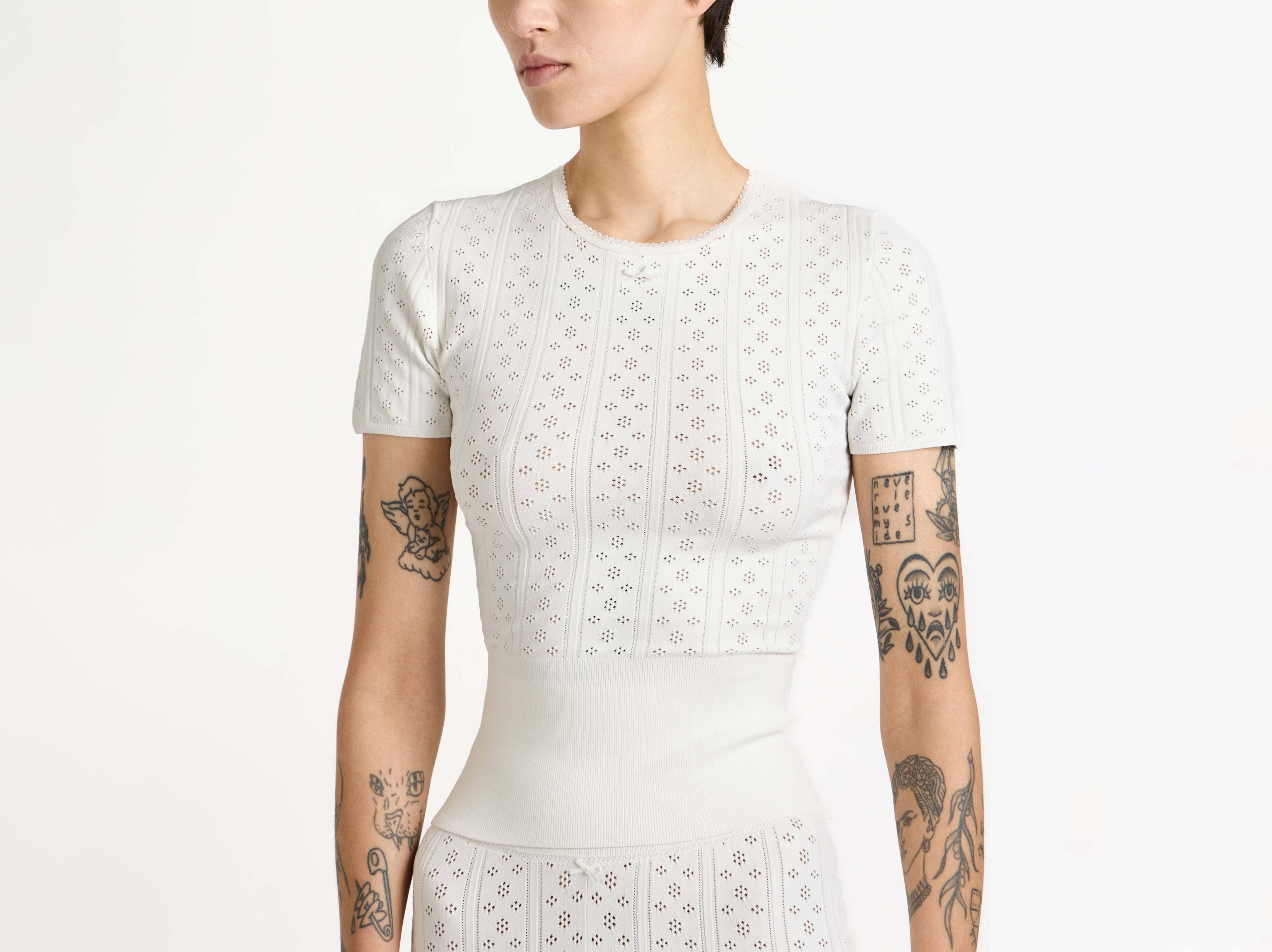 J.W.Anderson Knitwear Pointelle T-Shirt Damen Weiß