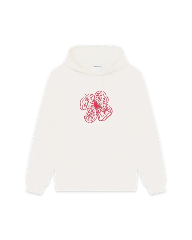 Drôle De Monsieur Slogan Hibiscus Hoodie Off-White Terry