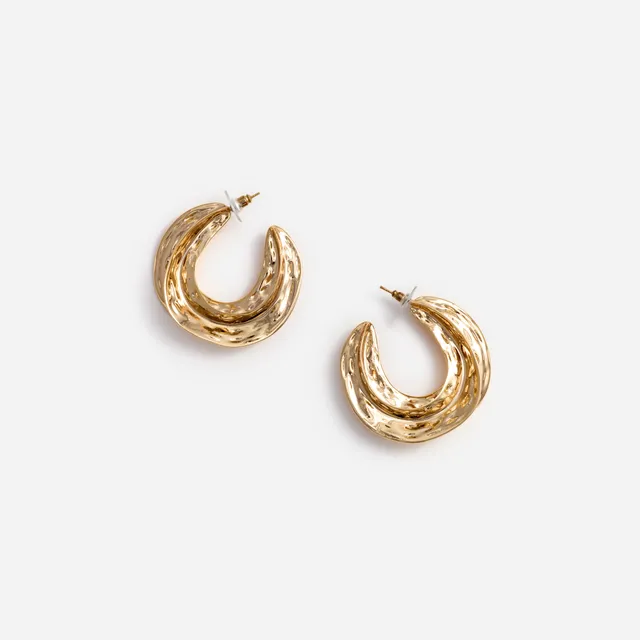 Self Portrait Gold Sculpted Hoop Ohrringe One Size
