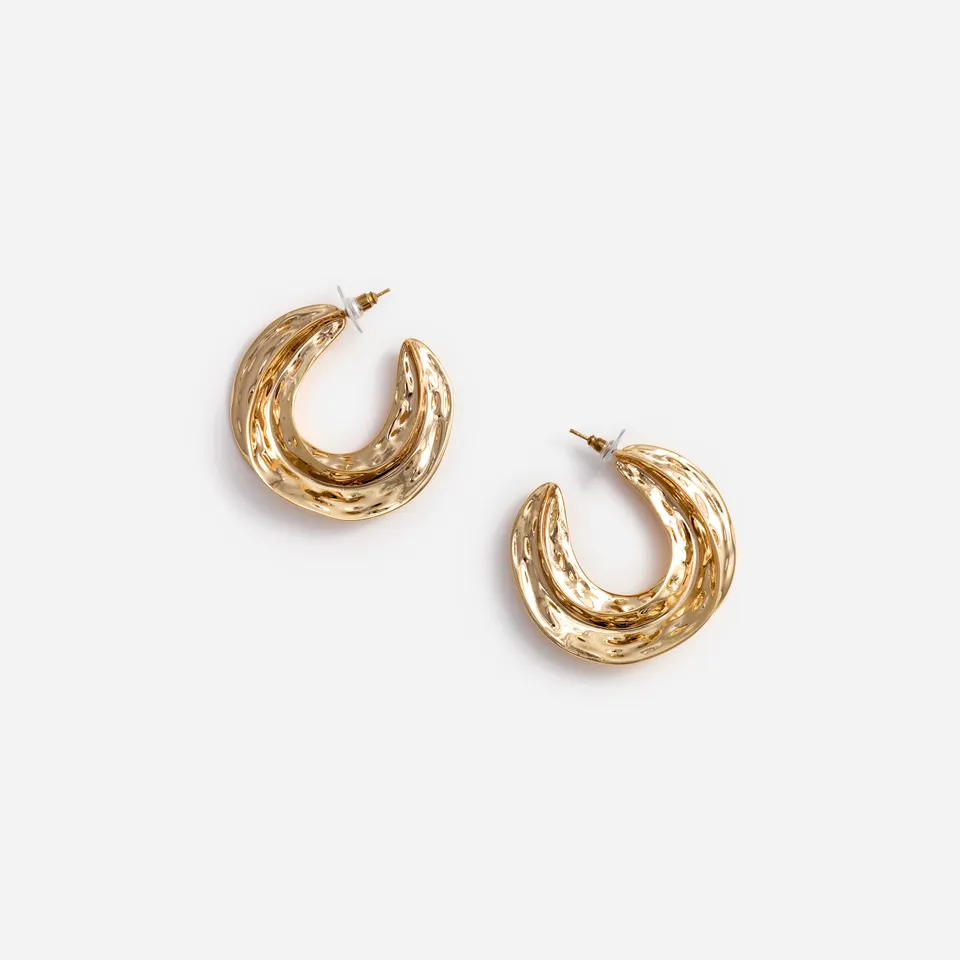 Self Portrait Gold Sculpted Hoop Ohrringe One Size