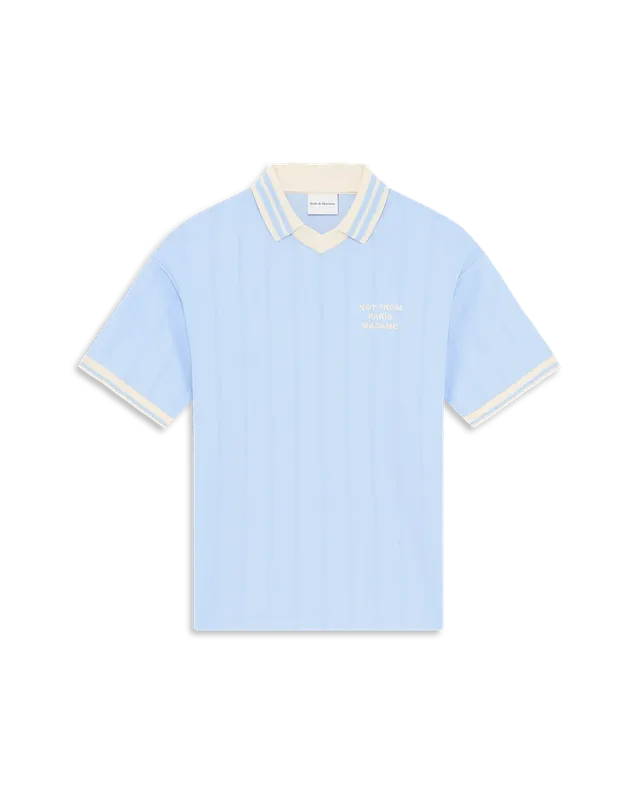 Drôle De Monsieur Slogan PoloShirt Polo Hellblau Baumwolle Stickerei