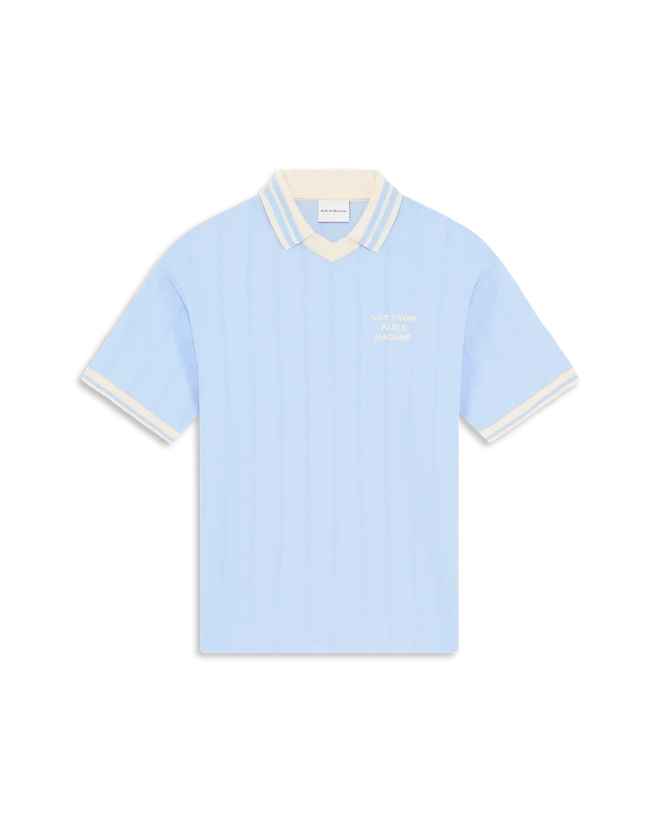 Drôle De Monsieur Slogan PoloShirt Polo Hellblau Baumwolle Stickerei
