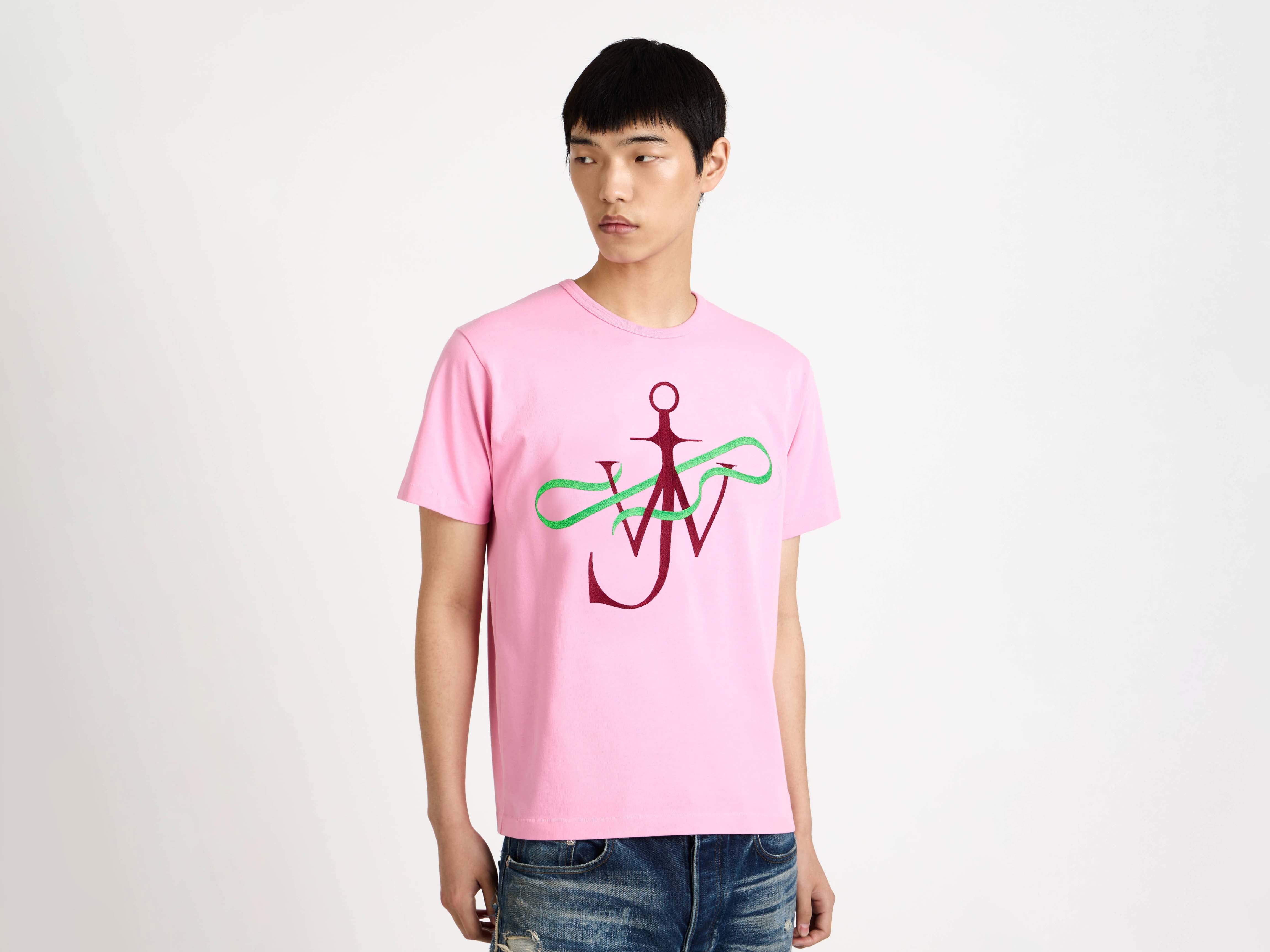 J.W.Anderson Ribbon Anchor T-Shirt Herren Pink Jersey Stickerei