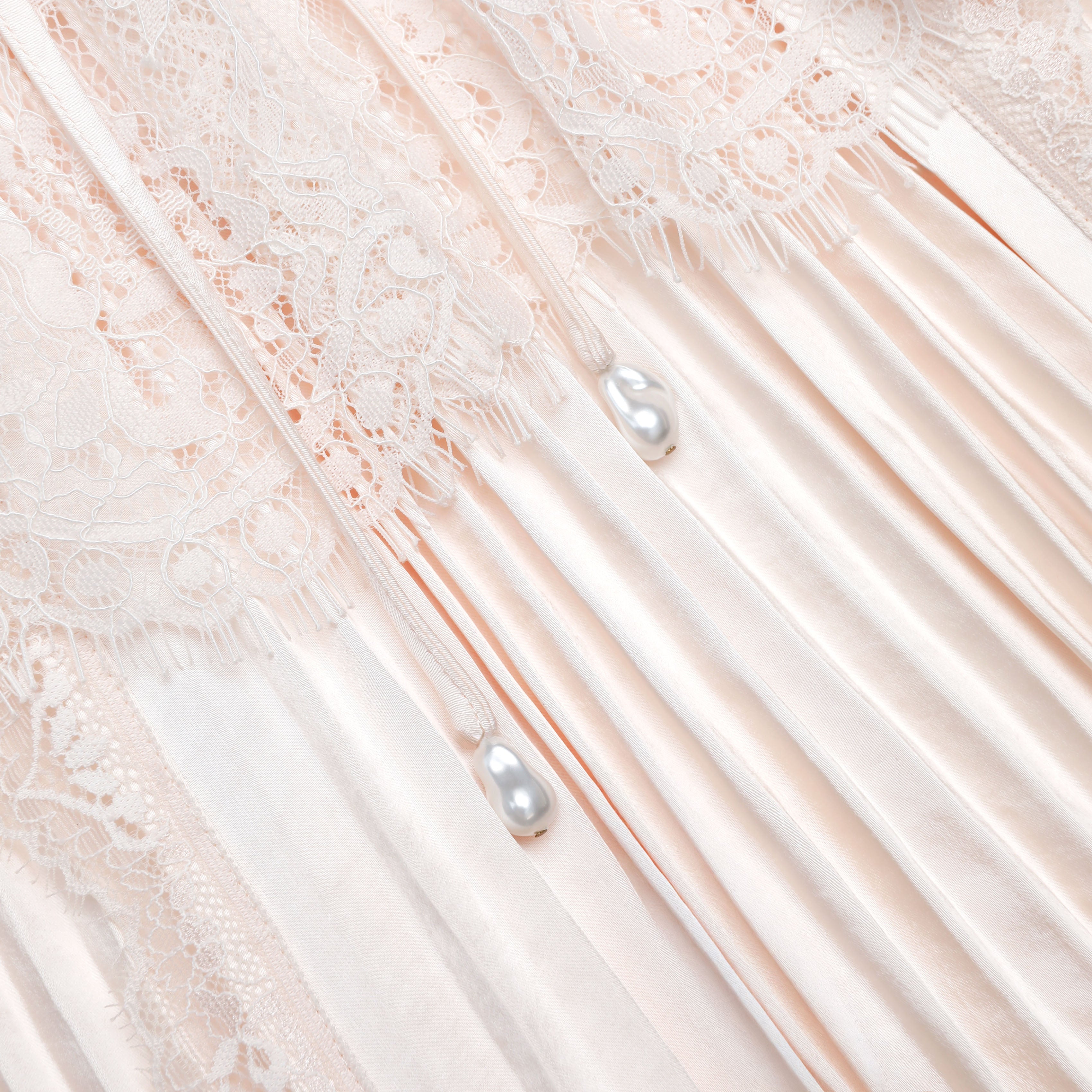 Self Portrait Blush Satin Lace Midikleid Rosa UK 8