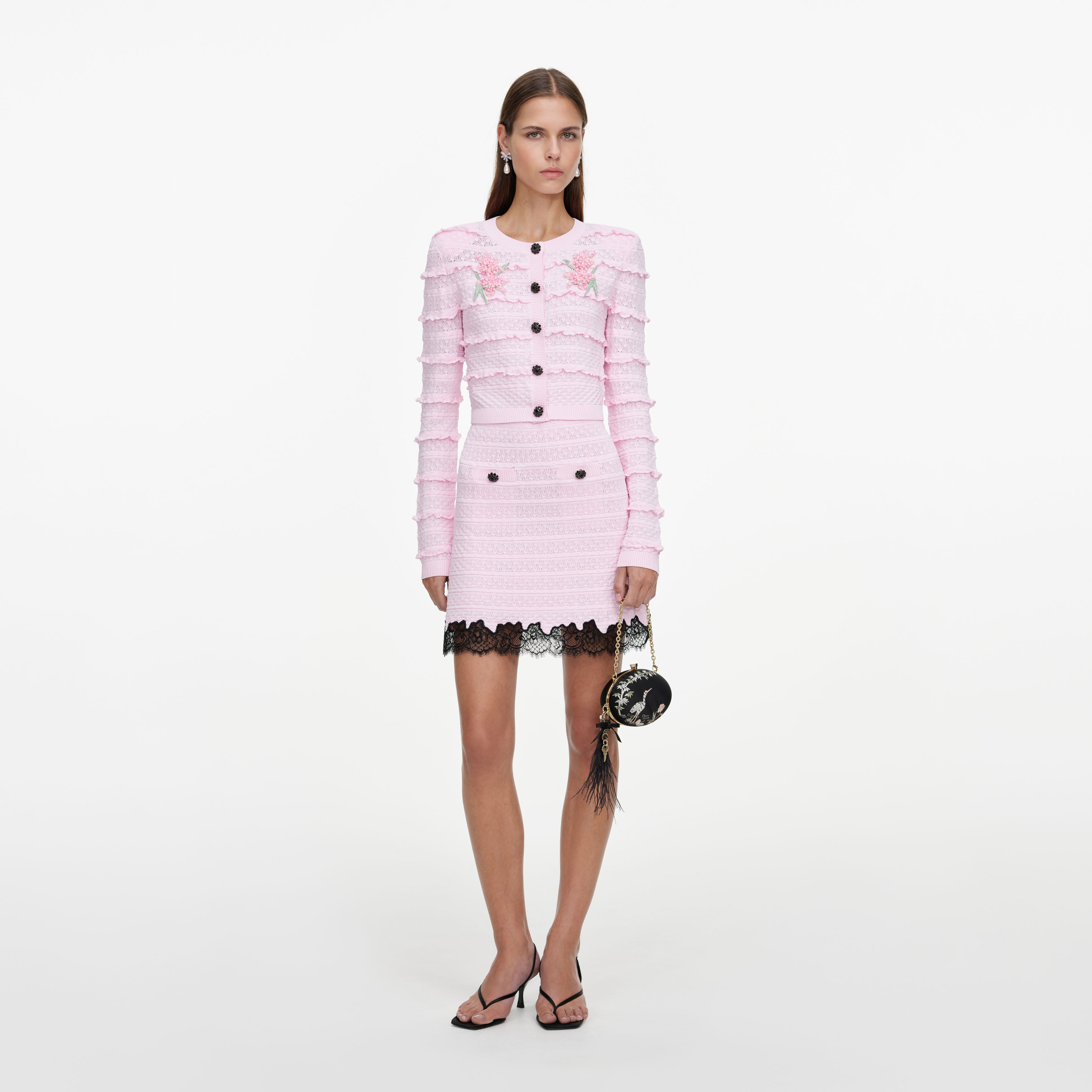 Self-Portrait Bottoms Pointelle Mini Rock Rosa Strick