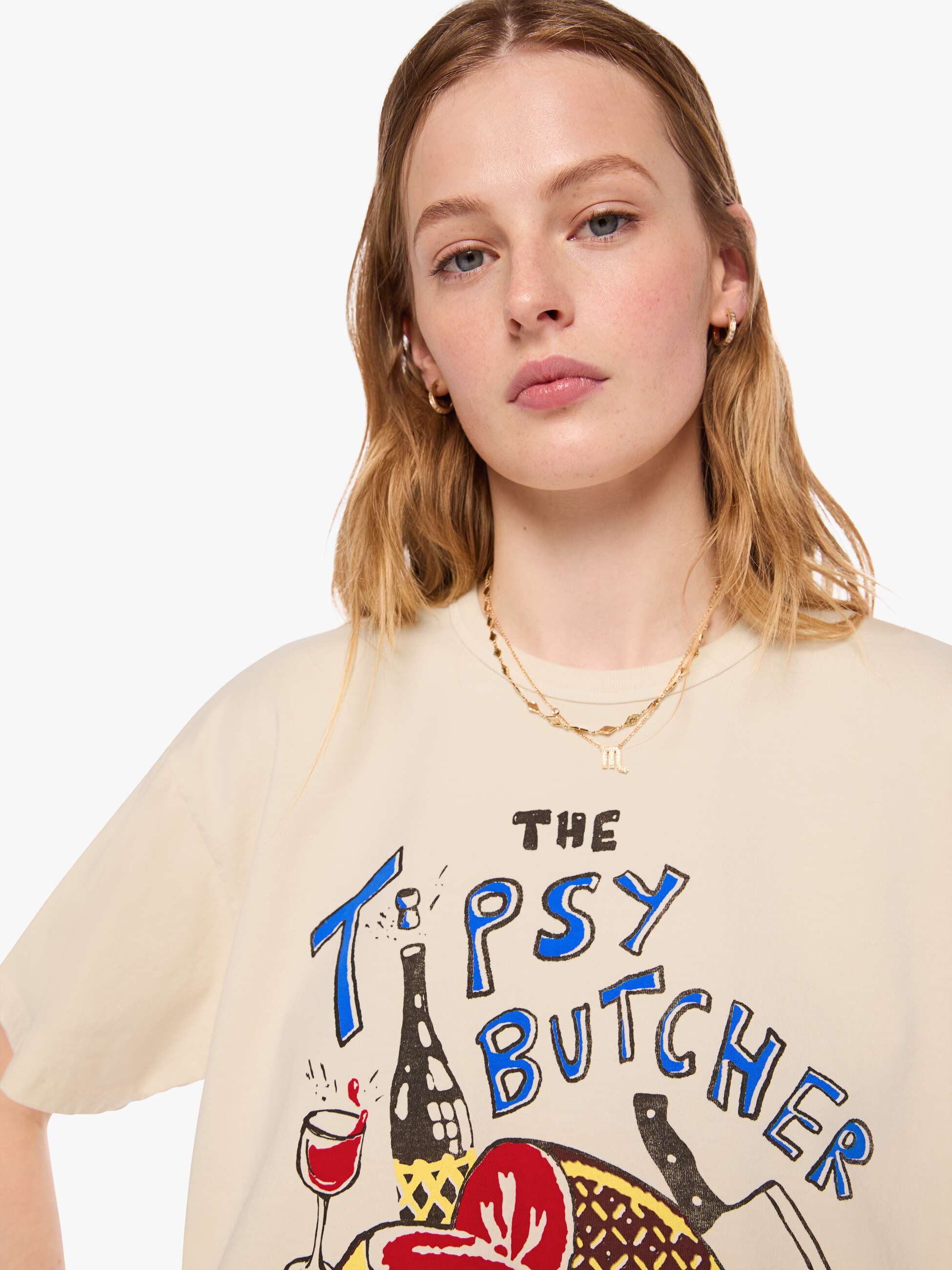 Mother The Lowdown T-Shirt Tipsy Butcher creme Oversize