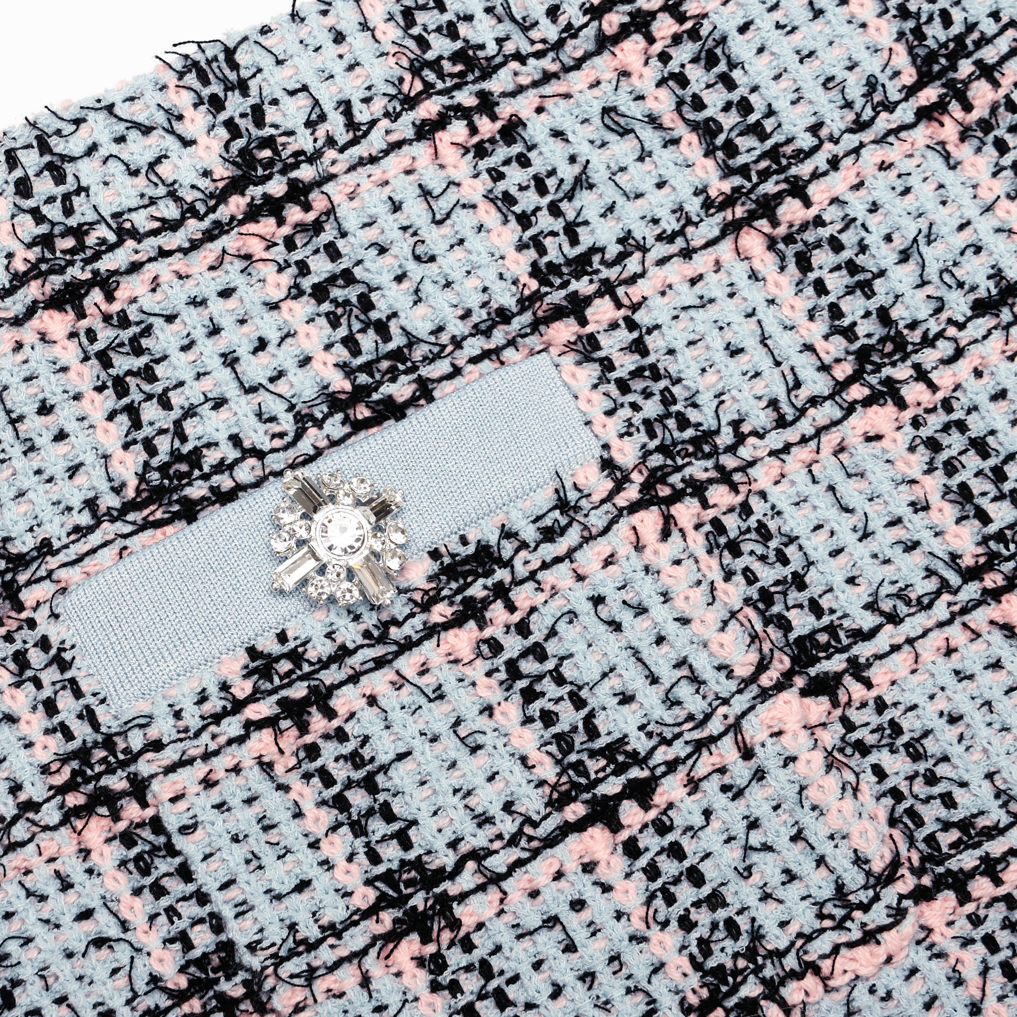 Self Portrait Blue Check Knit Minirock Blau Karo