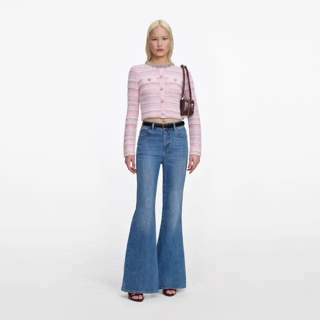 Self Portrait Mid Blue Flared Jeans Blau 26 Stretch