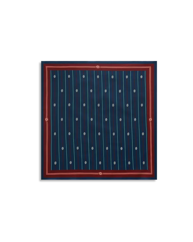 Drôle De Monsieur Le Foulard Rayé Monogramme Tuch Blau 60x60