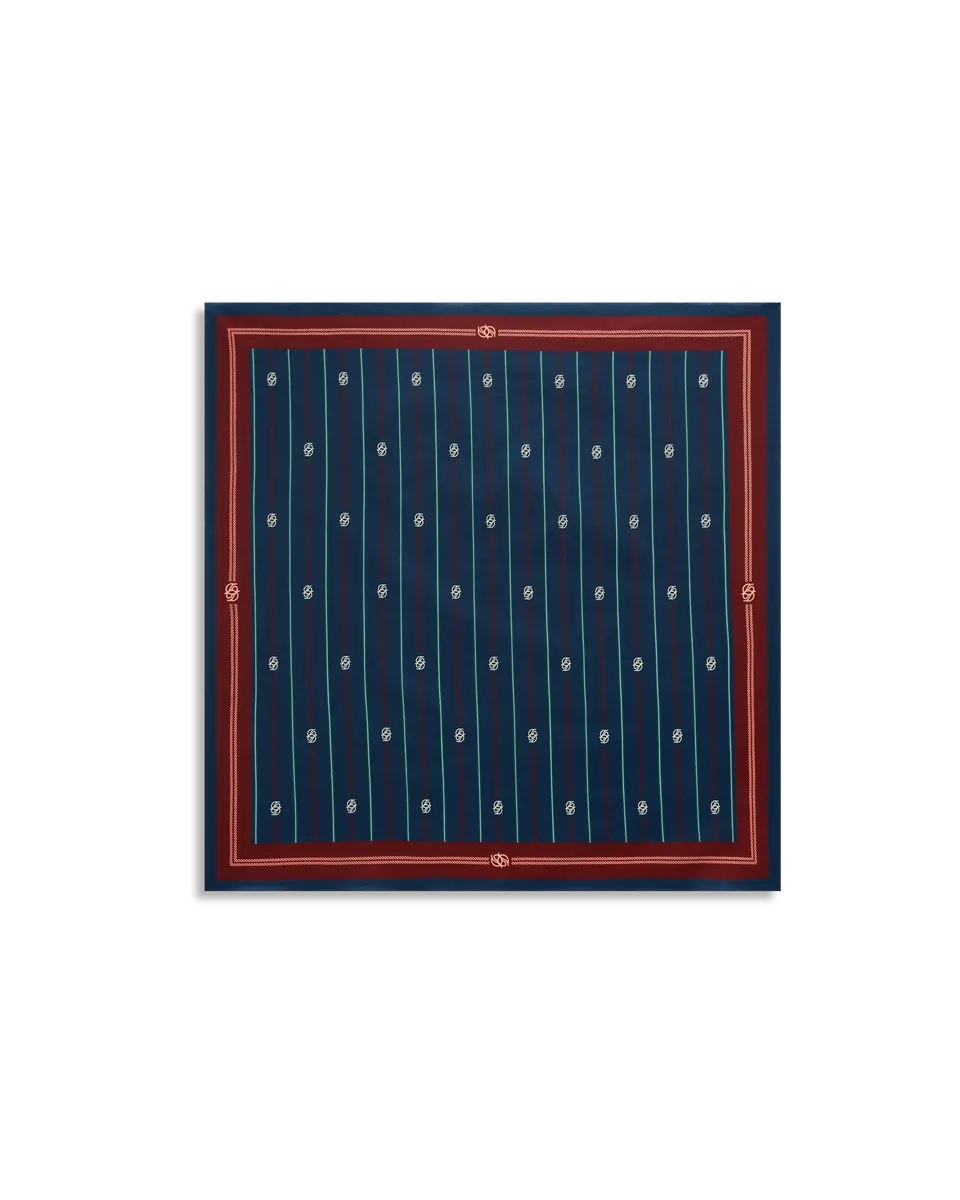 Drôle De Monsieur Le Foulard Rayé Monogramme Tuch Blau 60x60