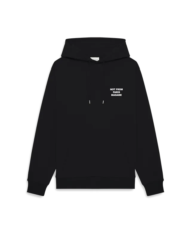 Drôle De Monsieur Le Hoodie Slogan Hoodie Schwarz Baumwolle