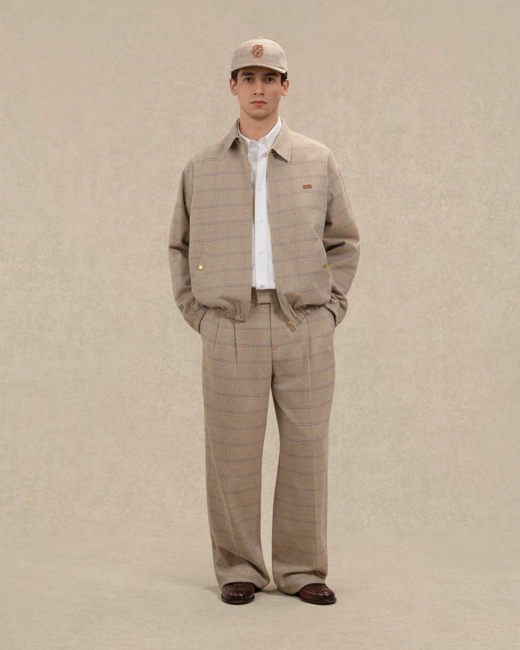Drôle De Monsieur Pantalon Large à Carreaux Hose Dunkelbeige Kariert