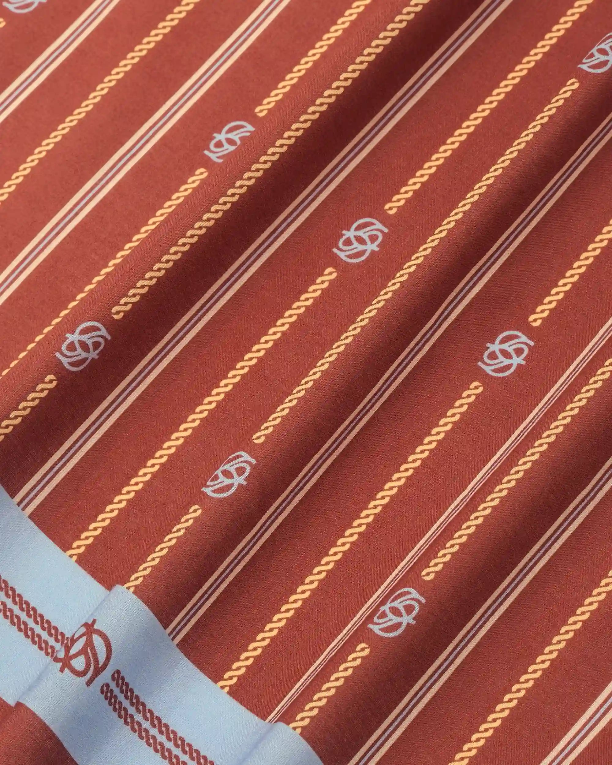 Drôle De Monsieur Foulard Rayure Monogramme Bandana Dunkelrot Baumwolle