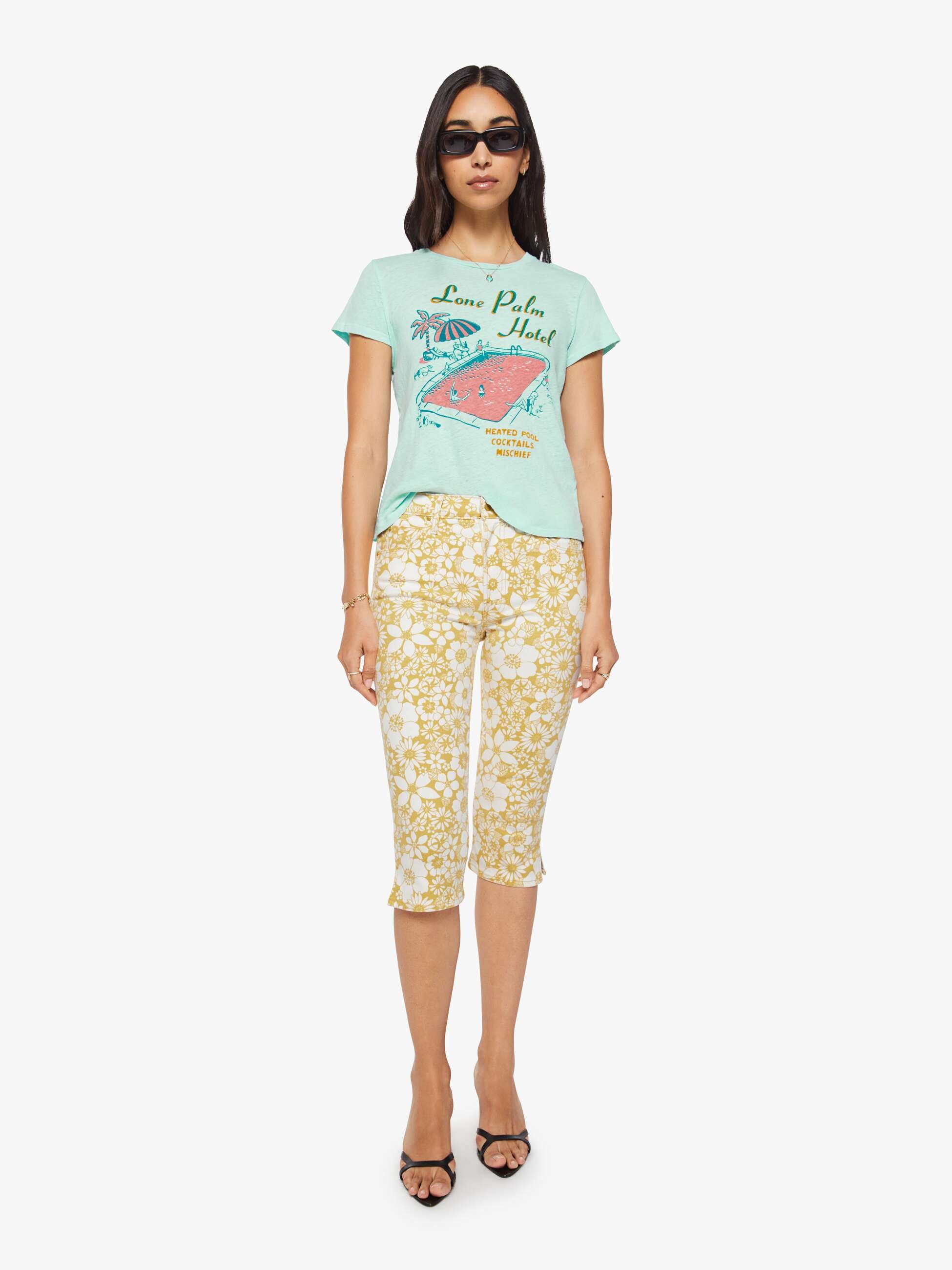 Mother Lil Sinful T-Shirt Grün Lone Palm Baumwolle Leinen