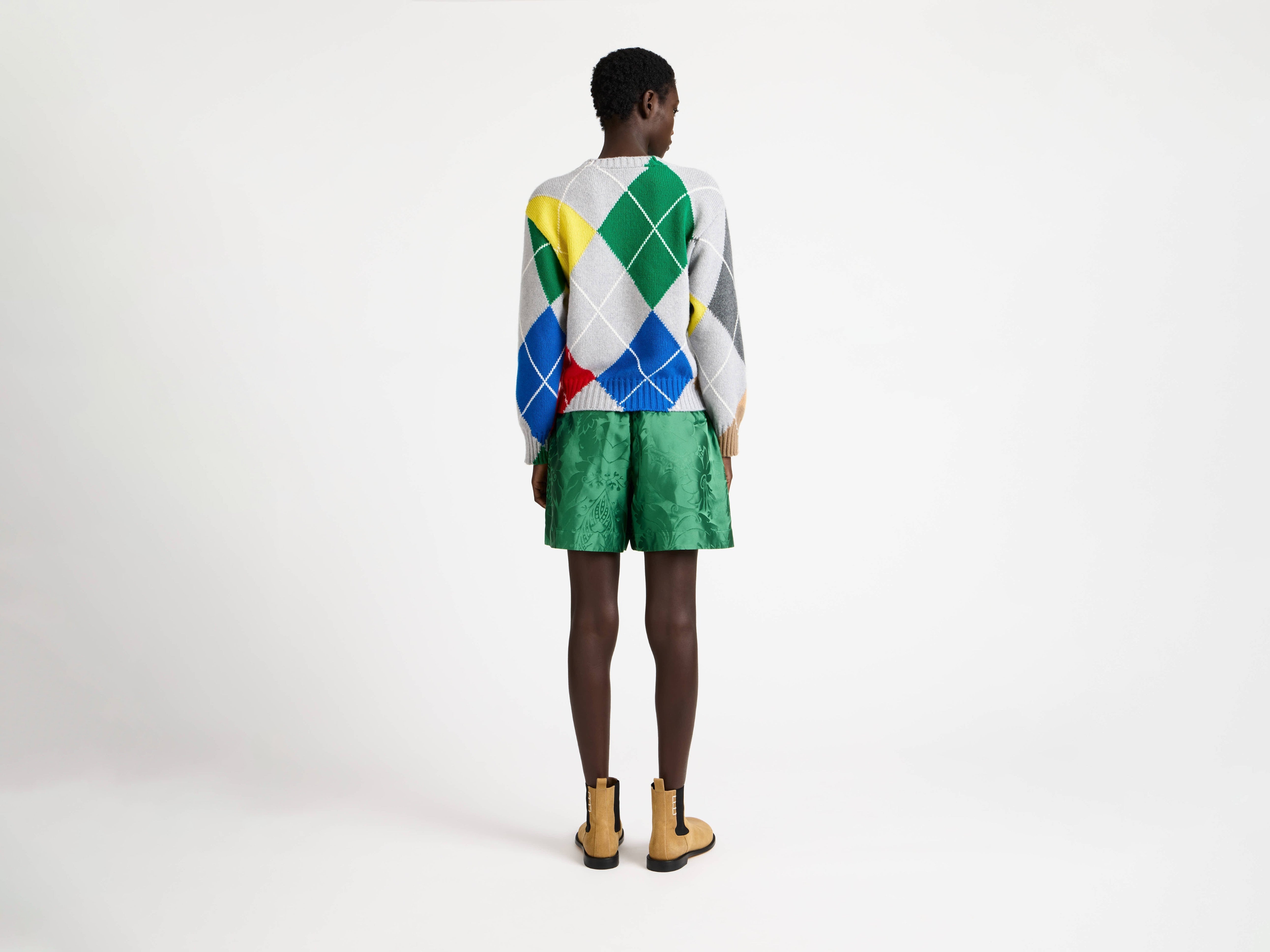 J.W.Anderson x Pringle Argyle Crewneck Pullover Grau Melange