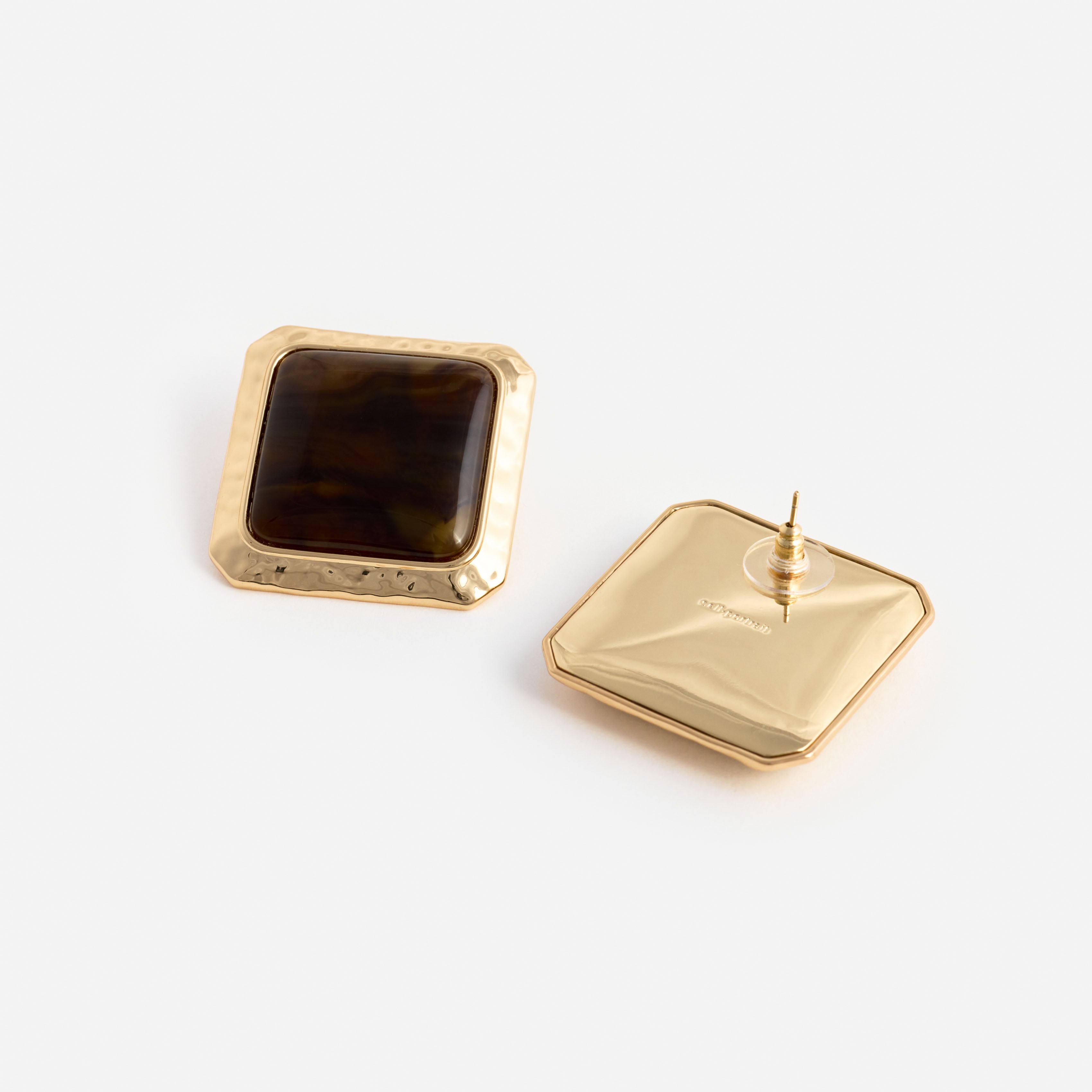 Self Portrait Square Brown Enamel Ohrstecker Braun