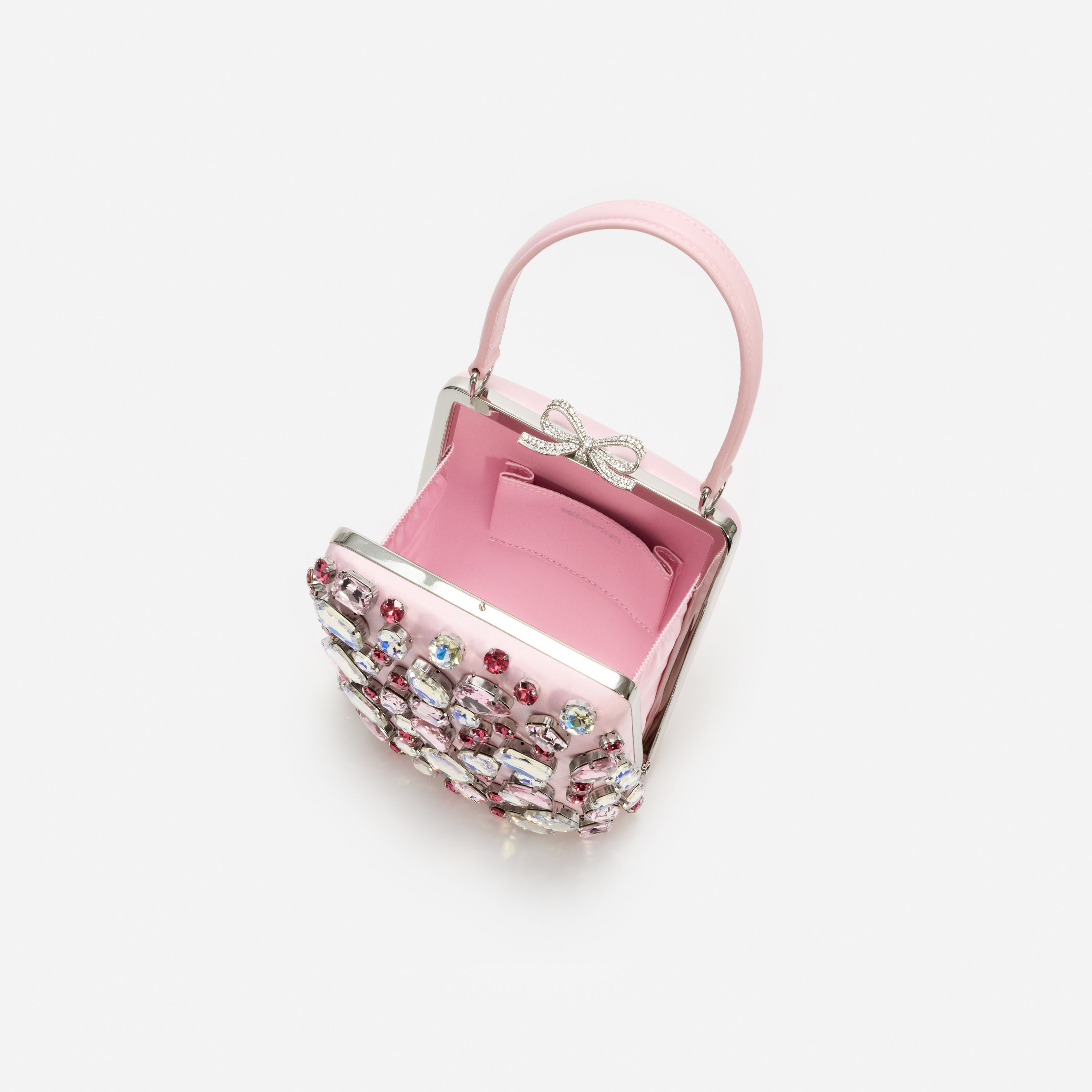 Self Portrait Mini Bow Bag Pink Kristall Satin One Size