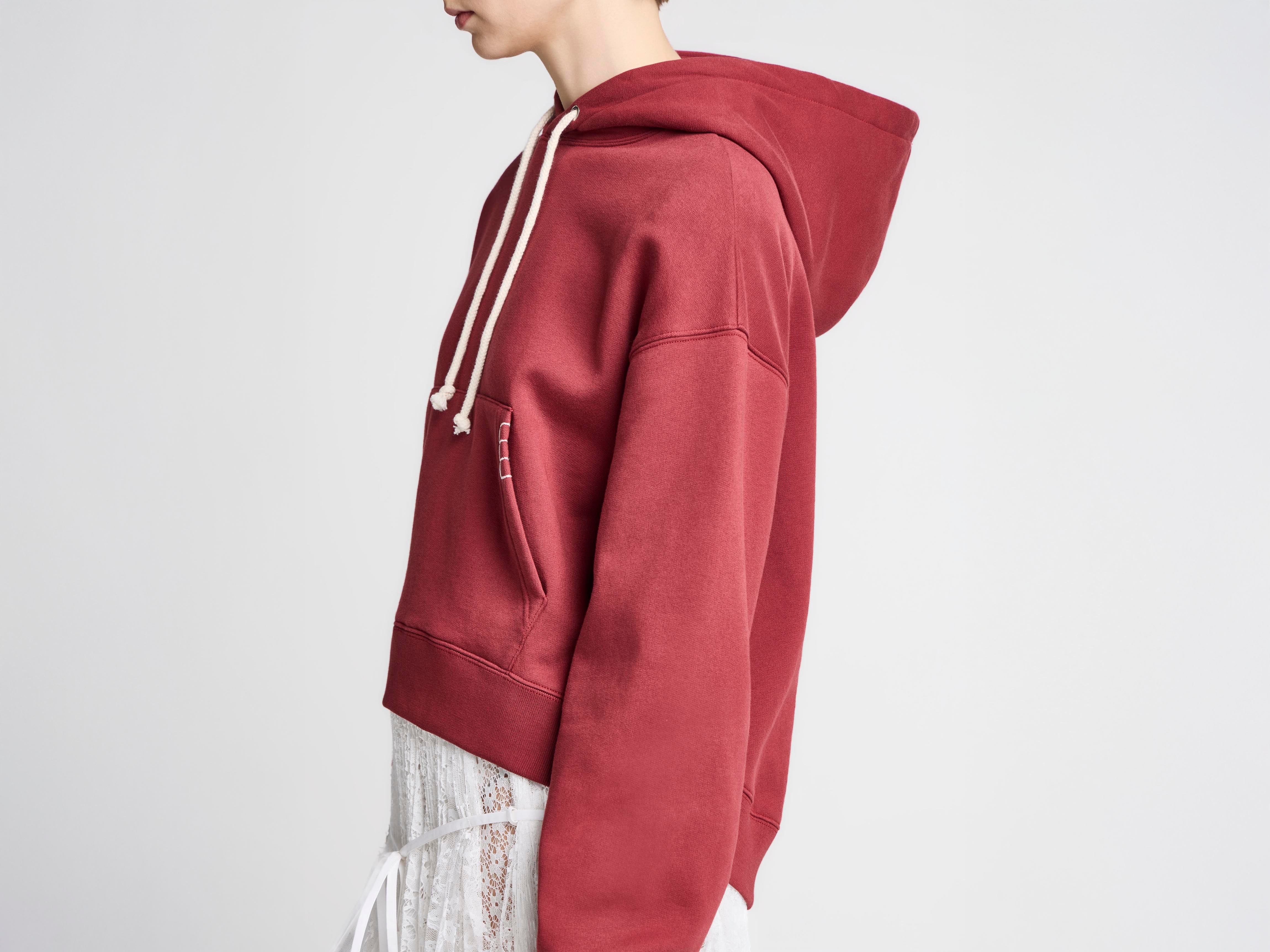 J.W.Anderson Hoodies Curved Hem Hoodie Burgundy Bordeaux