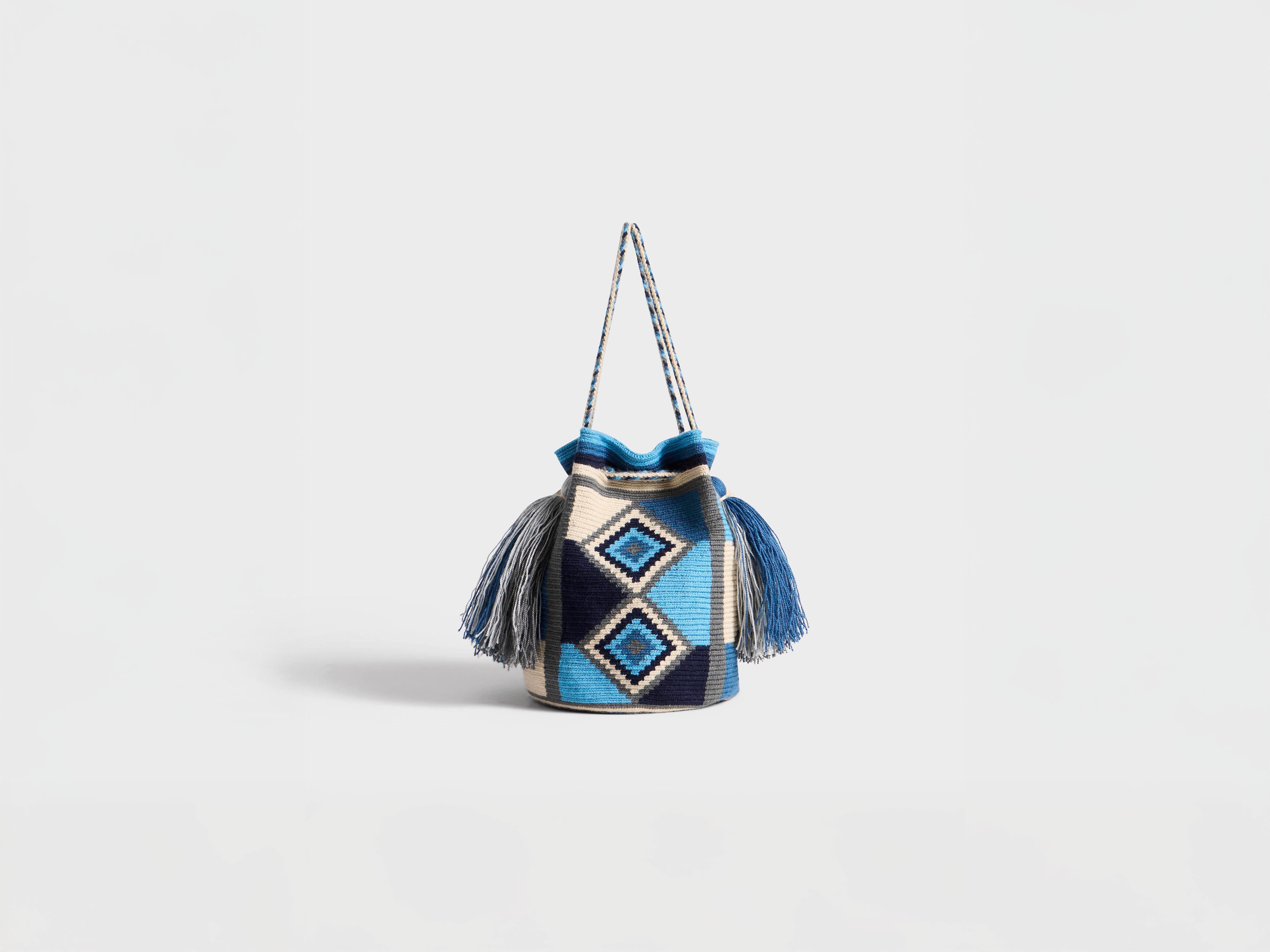 J.W.Anderson Wayuu Pouch Tasche Blau Multi Handgewebt