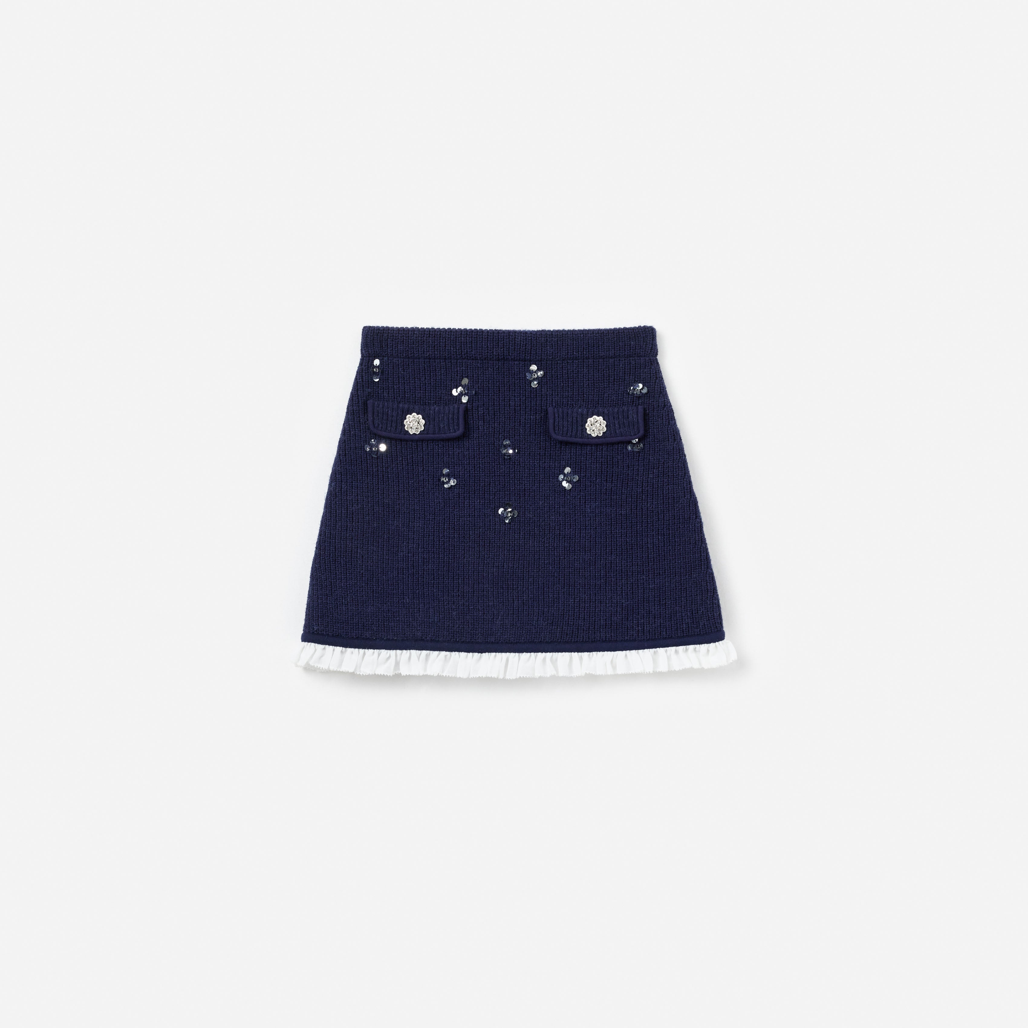 Self Portrait Bottoms Navy Embellished Knit Rock Navy