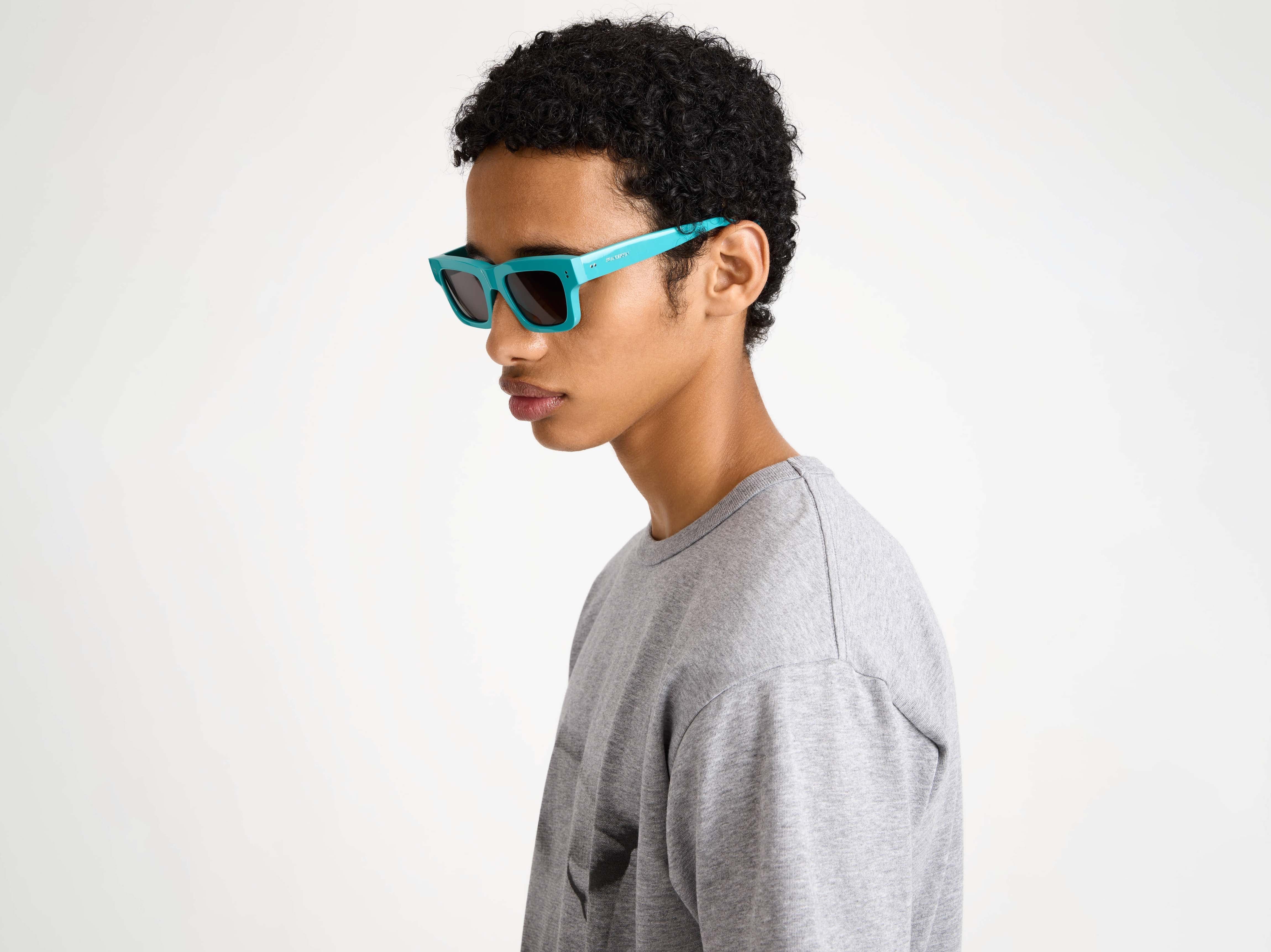J.W.Anderson JWA02 Sonnenbrille Türkis rechteckig