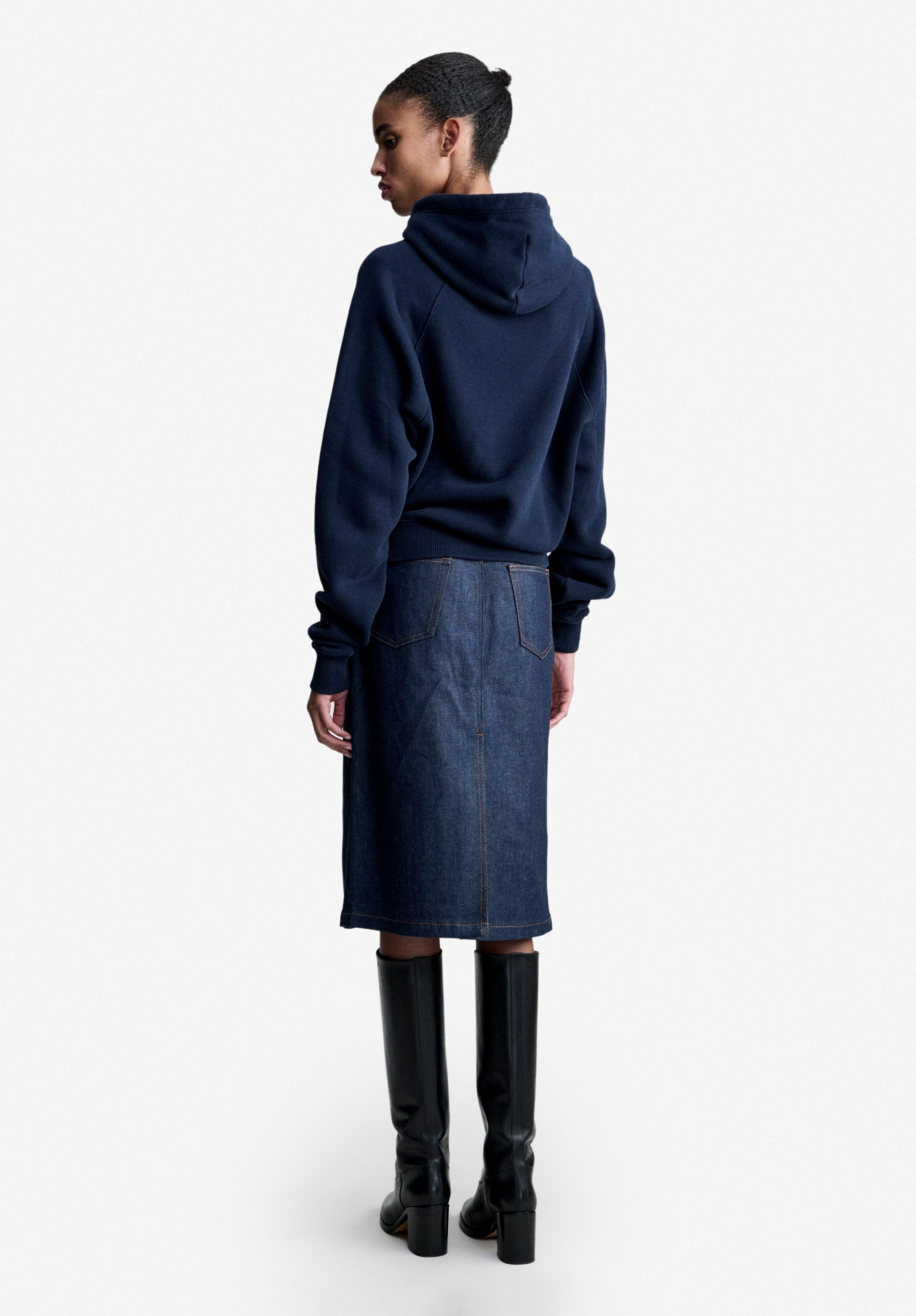 A.P.C. marineblauer Hoodie Bio-Baumwolle Raglan