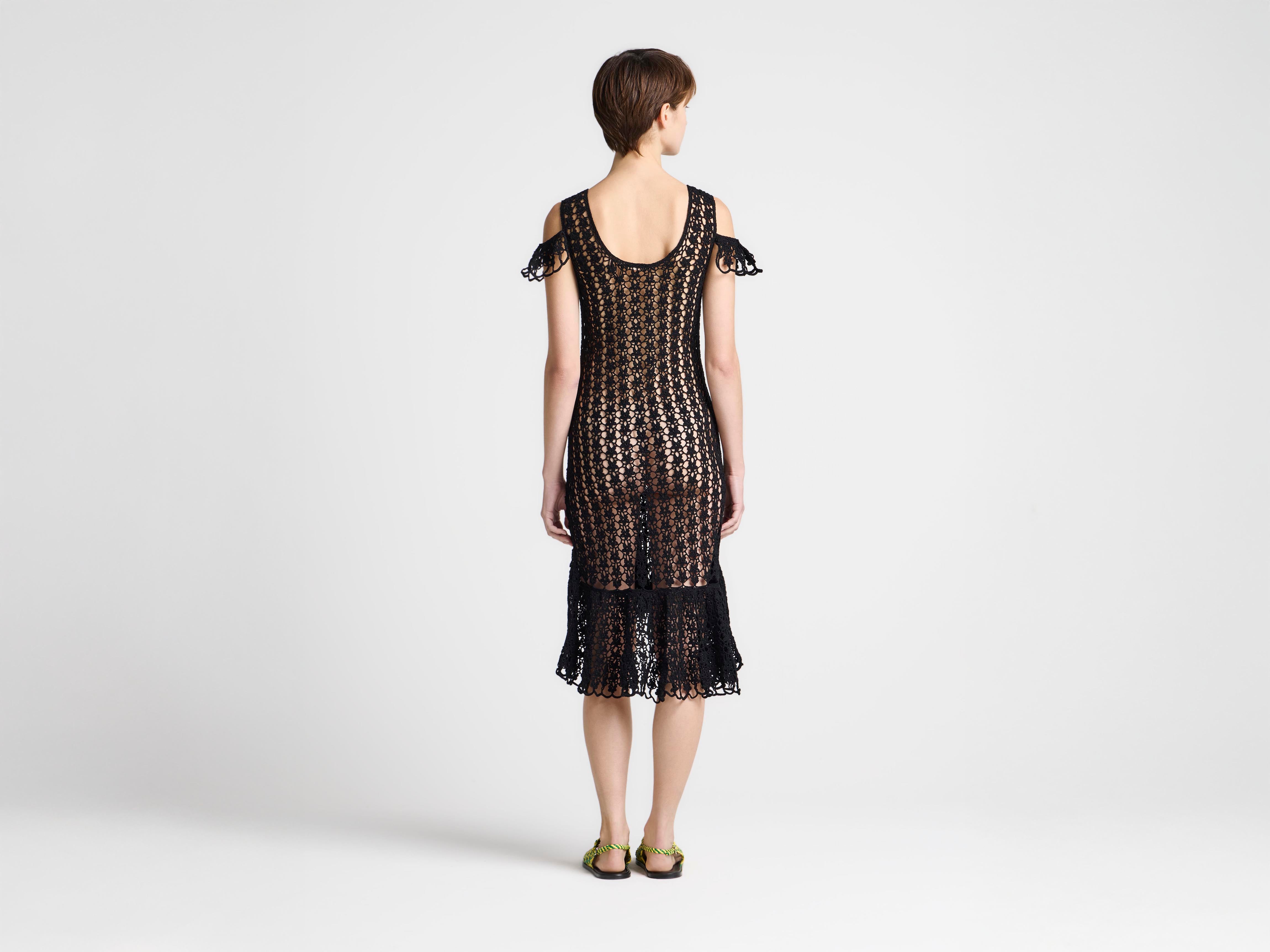 J.W.Anderson Snowdrop Häkelkleid schwarz Off-Shoulder Garn