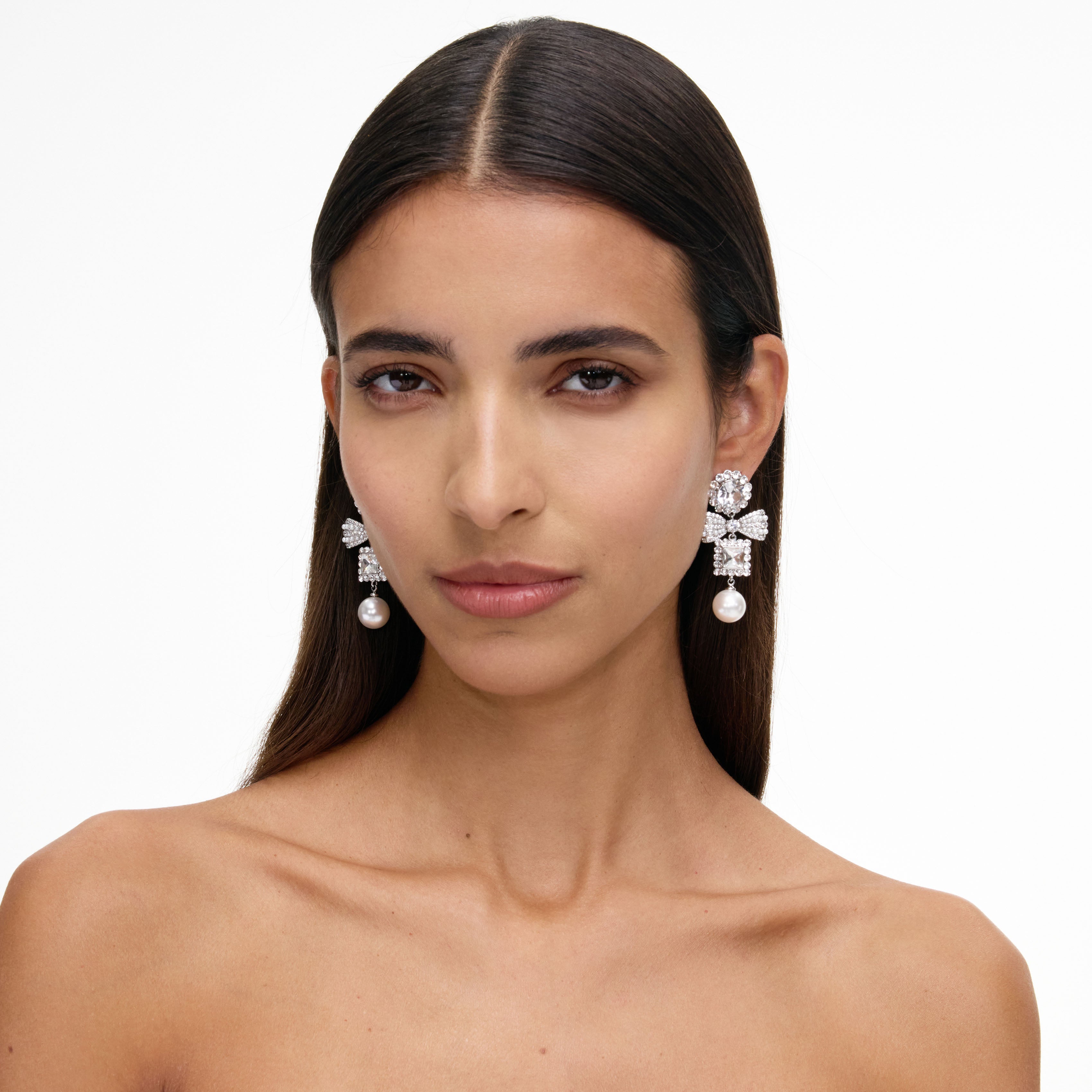 Self Portrait Bow Pearl Ohrringe Silber Schleife One Size