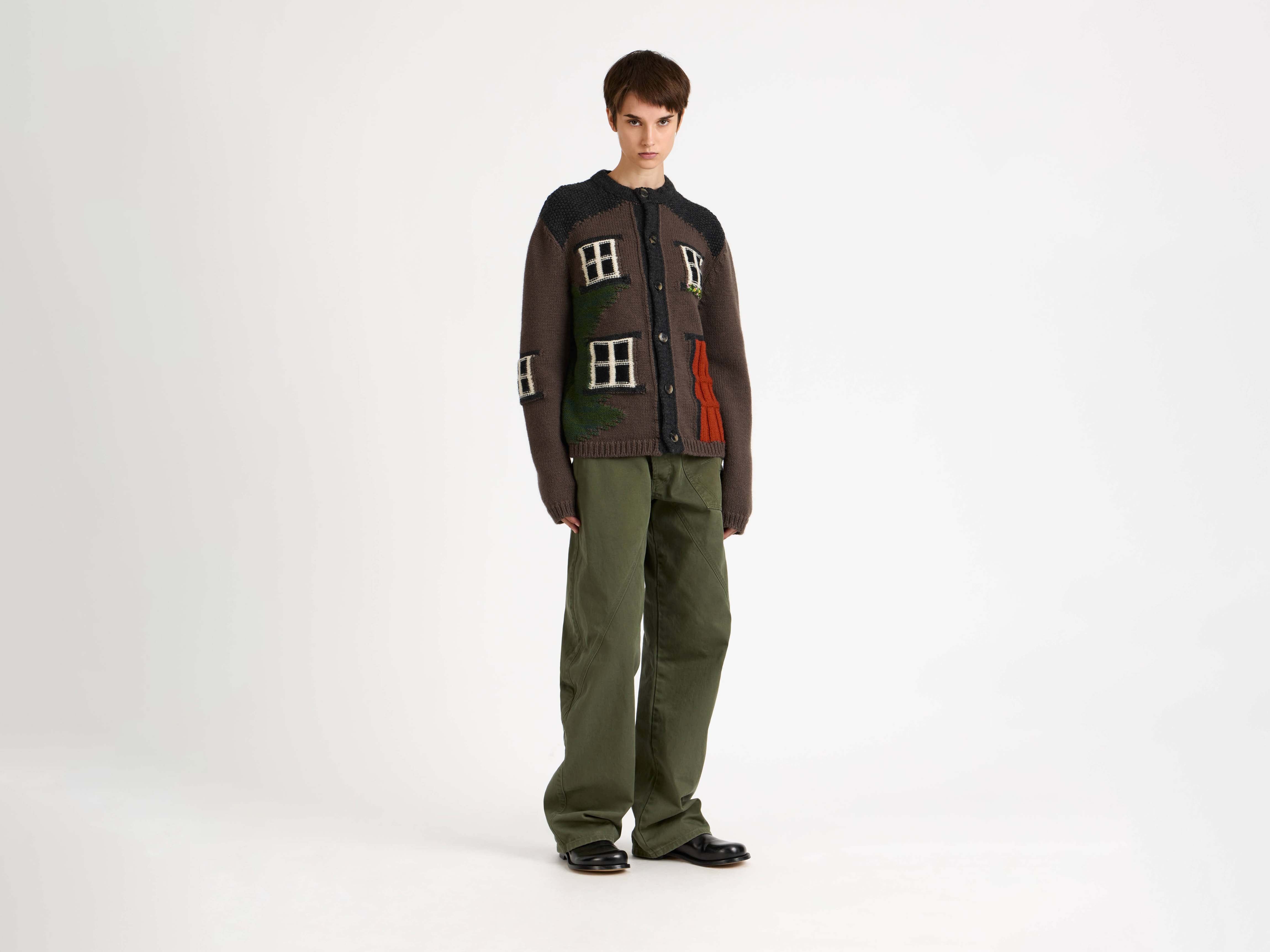 J.W.Anderson House Polo Cardigan Strickjacke Chestnut Brown