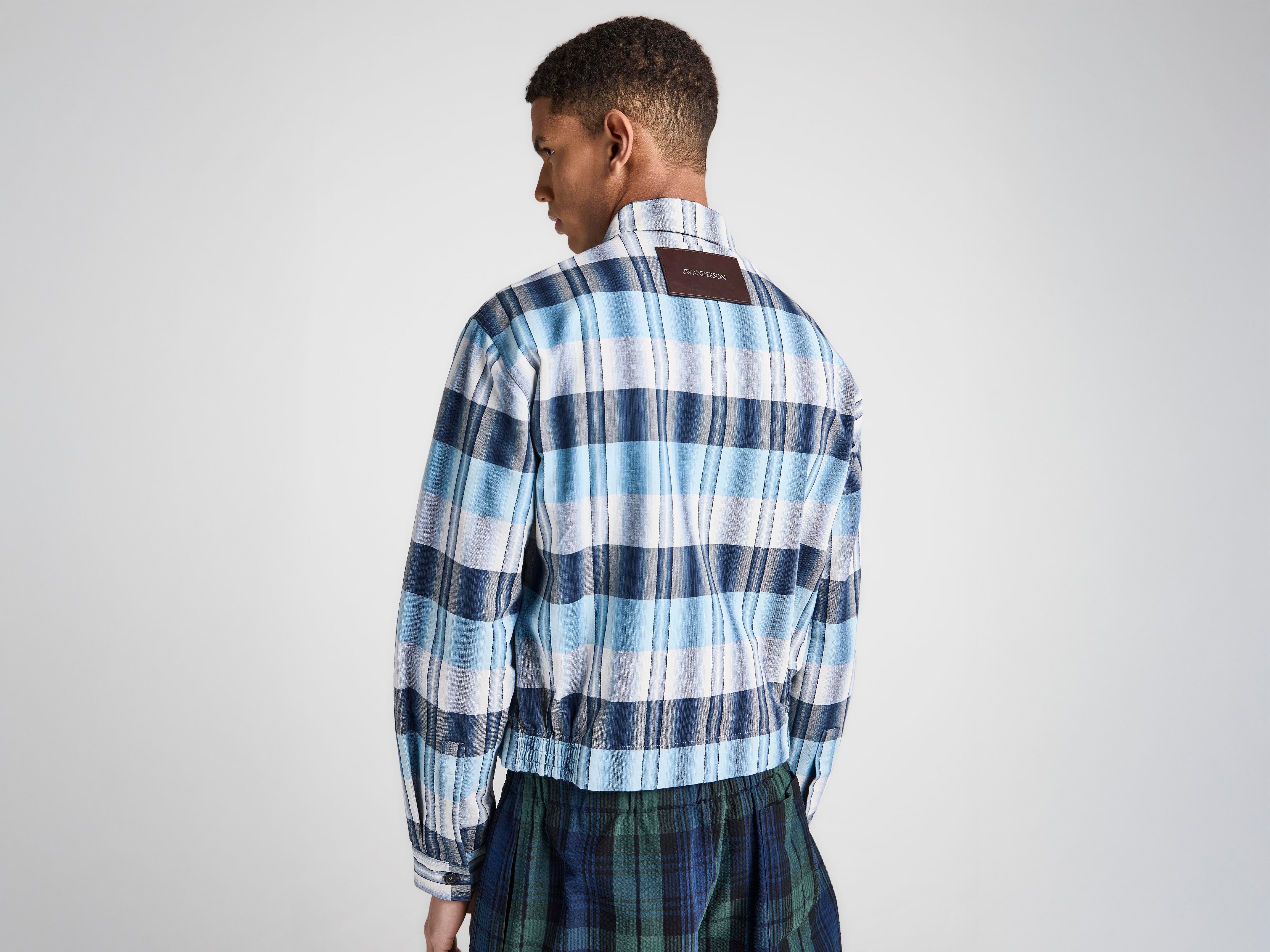 J.W. Anderson Front Zip Blouson Jacke Navy Blau Karo