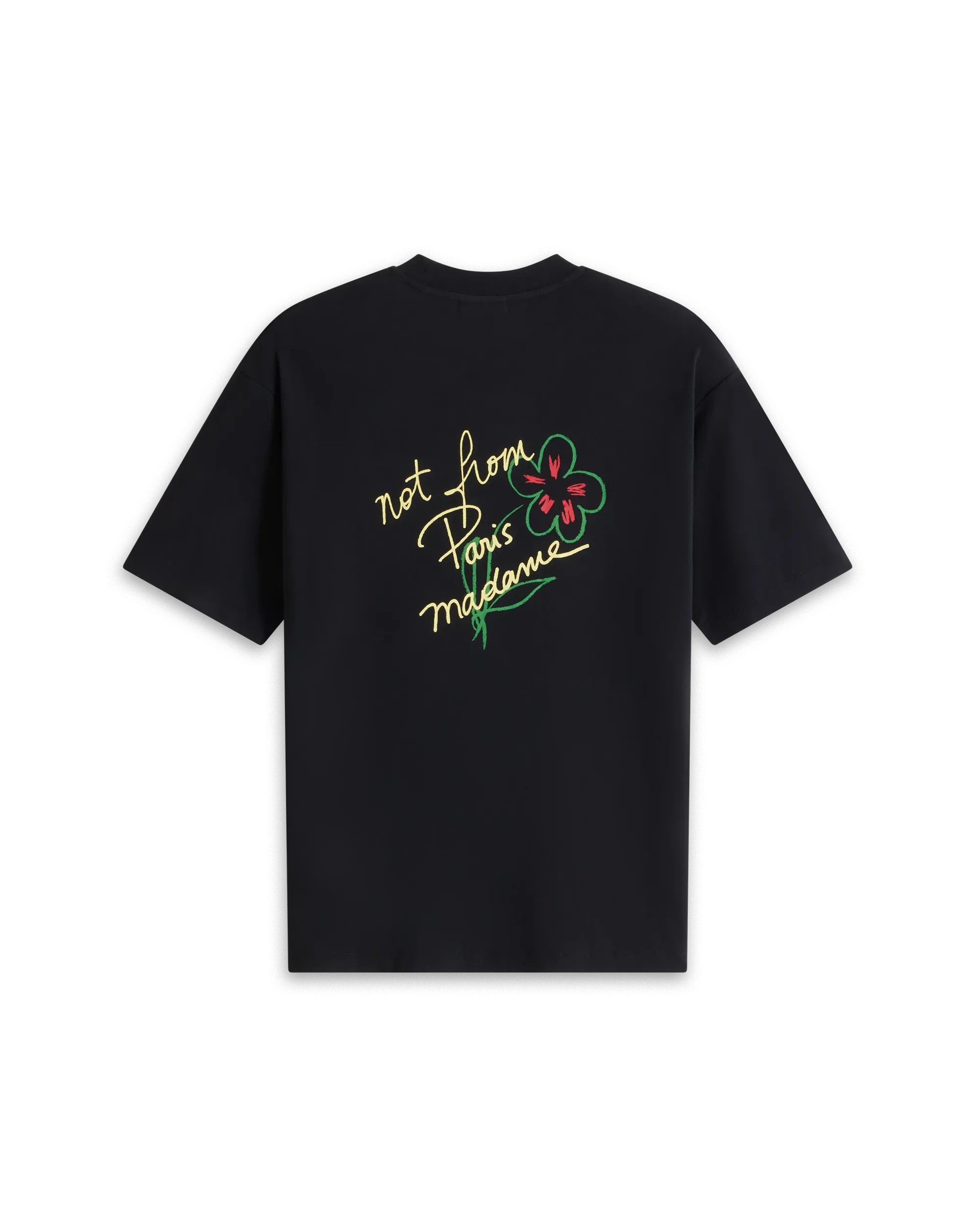 Drôle De Monsieur Esquisse Slogan T-Shirt Schwarz Baumwolle