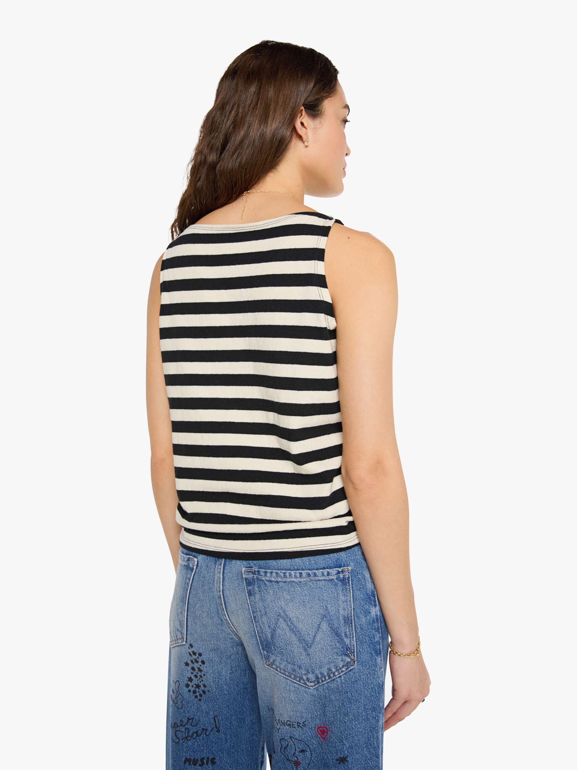 Mother Tees The Even Keel Top Schwarz Natur Streifen