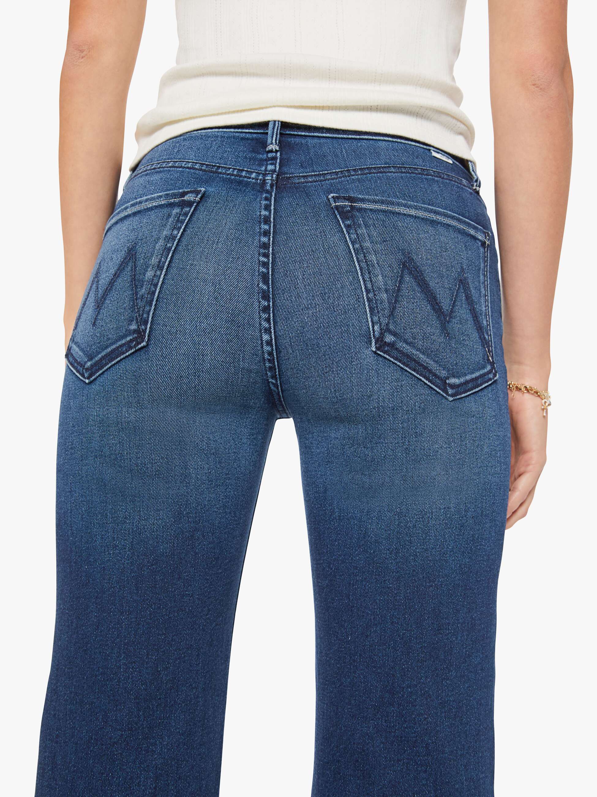 Mother Kick It Jeans Homecoming High Straight Dunkelblau Stretch