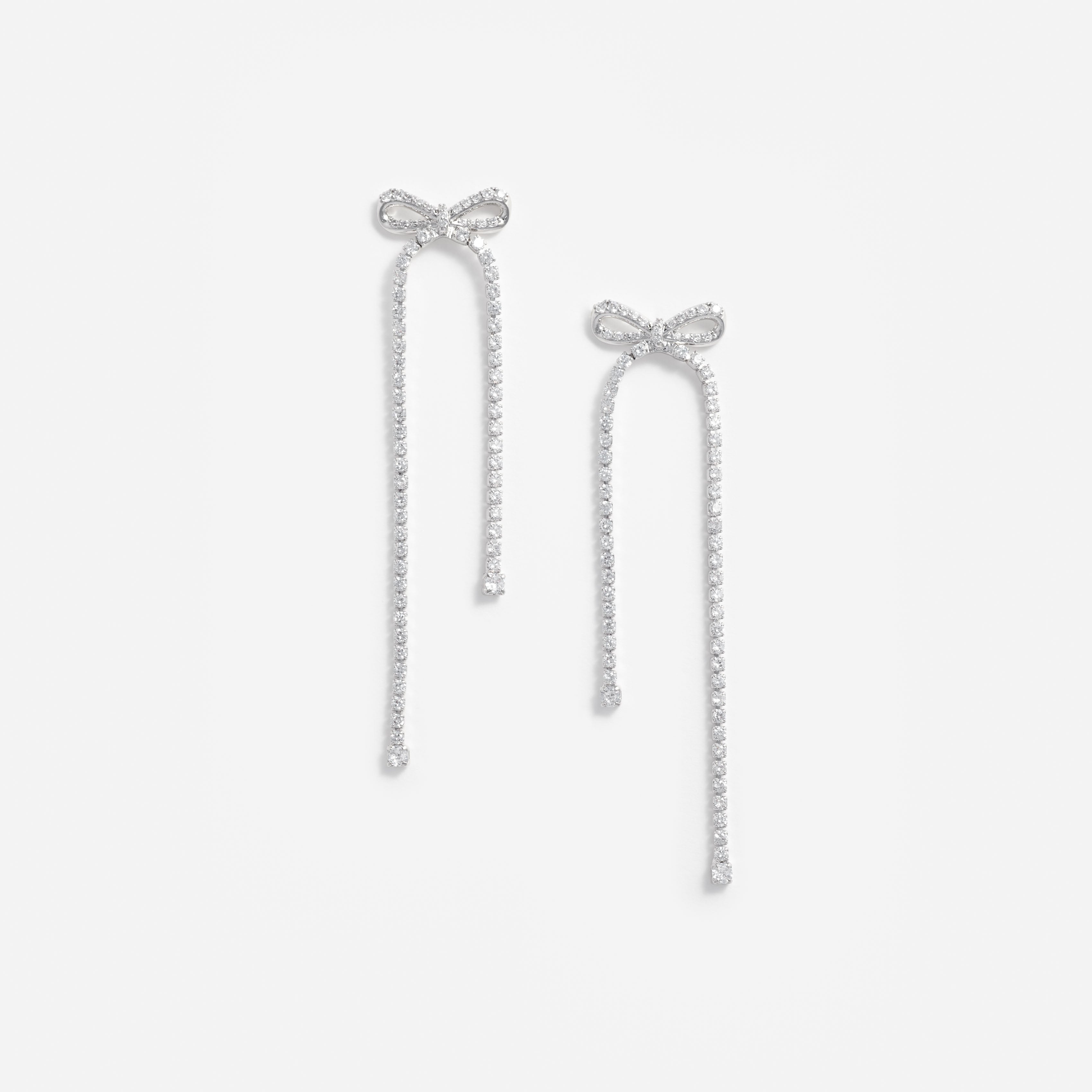 Self Portrait Crystal Bow Dangle Ohrringe Silber Schleife