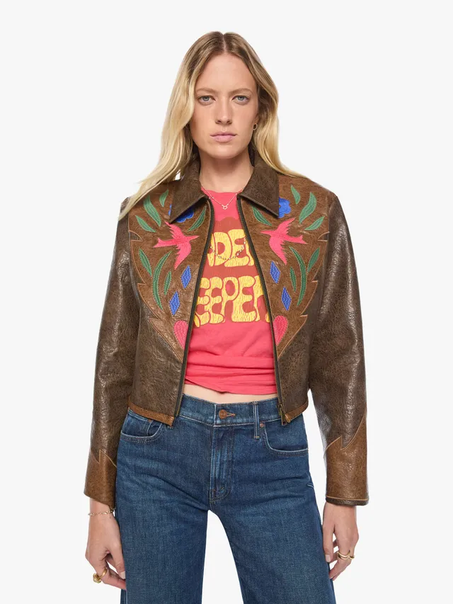 Mother The Open Book Zip Kunstlederjacke Picante Braun XS-XL