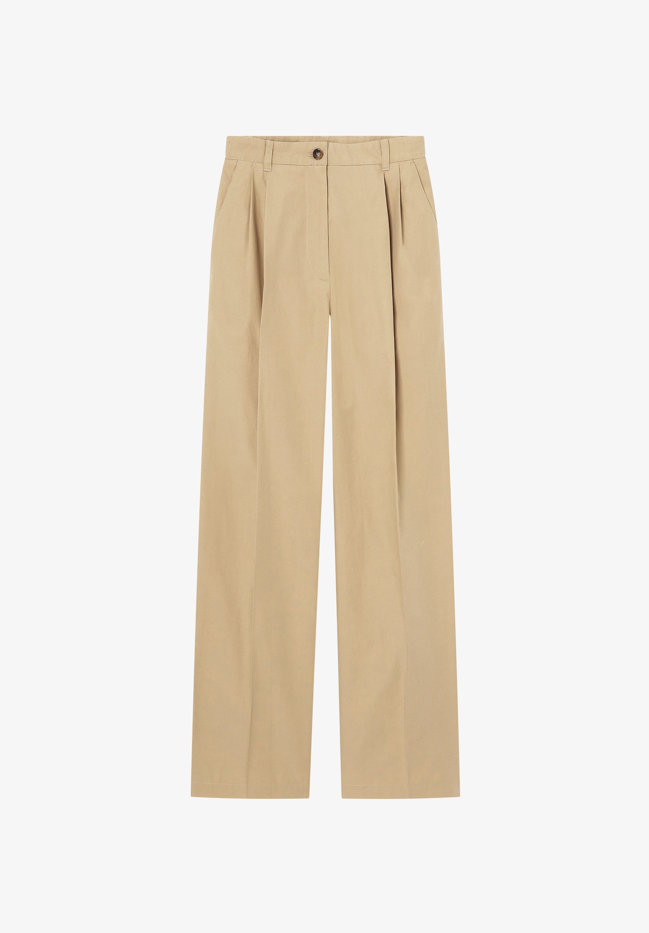A.P.C. Hose Beige Weit Bio-Baumwolle Gr. 38 Mittelhoch