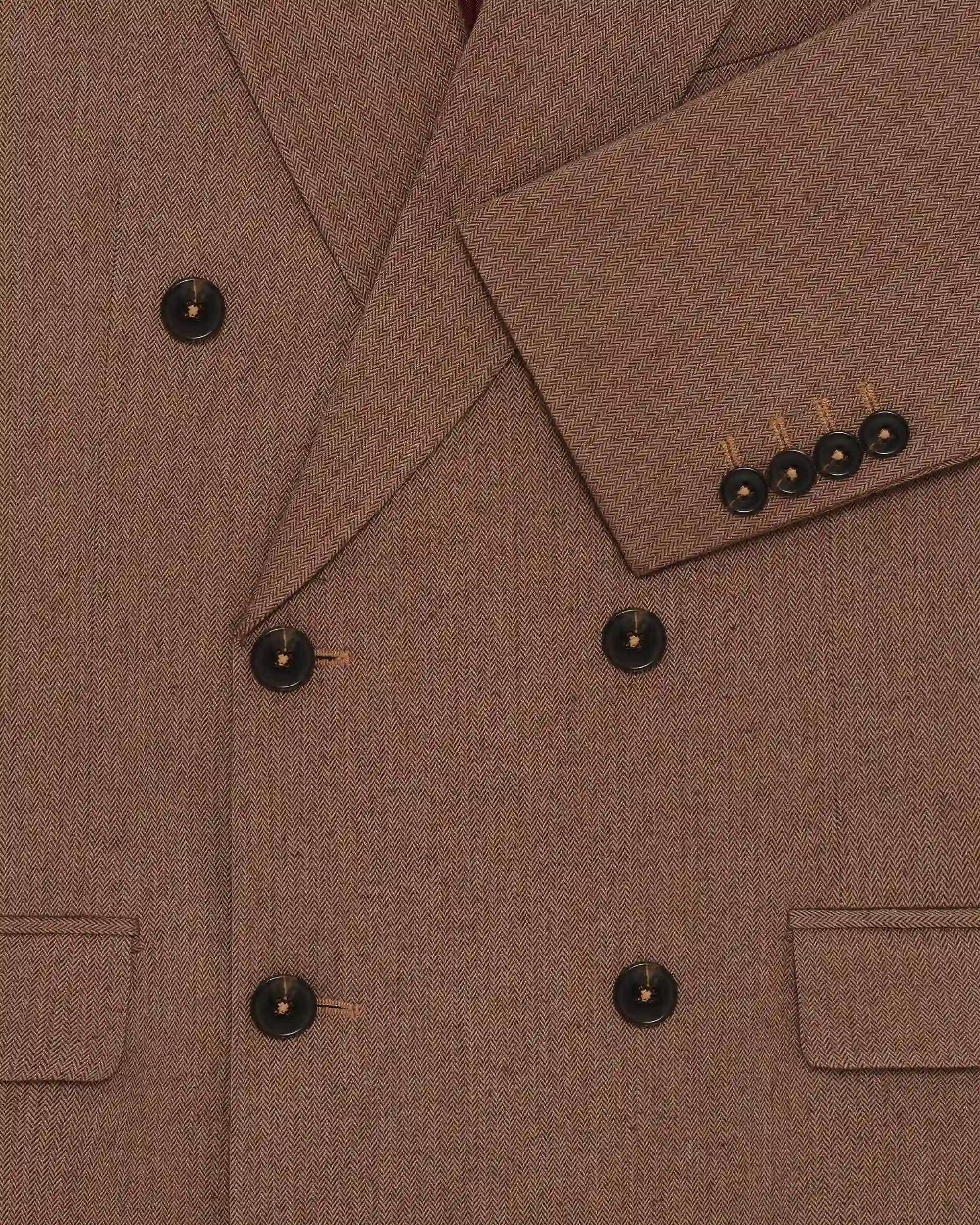 Drôle De Monsieur Chevrons Zweireiher Blazer Braun Wolle