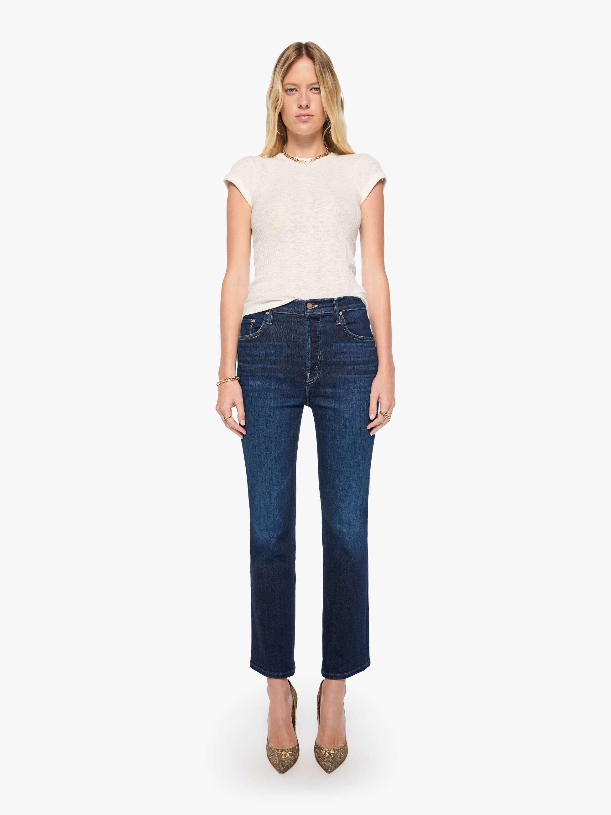Mother The Tripper Flood Jeans Hard Stop Honey Stretch