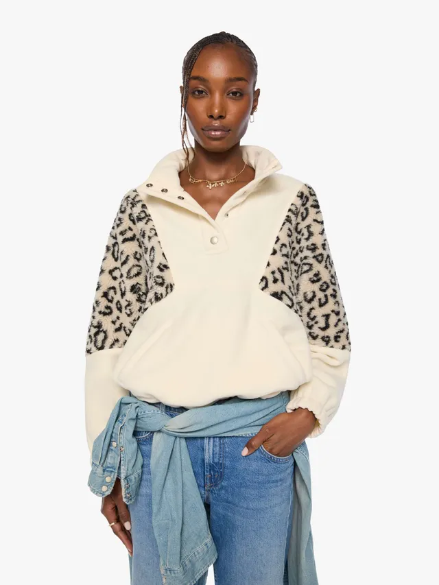 Mother The Funnel Neck Drop Inset Sweatshirt Creme-Weiß Leo
